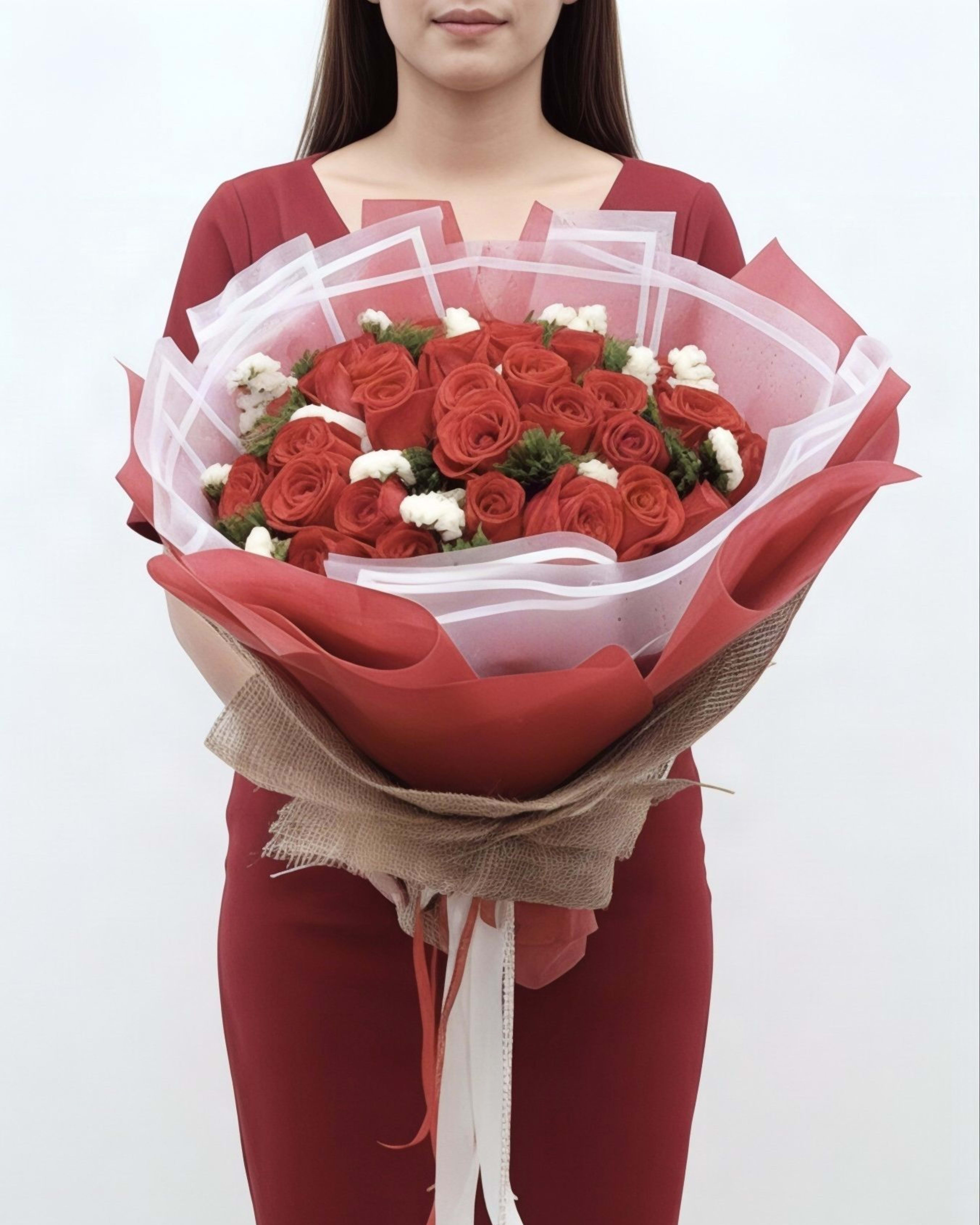 Model with Red Velvet Rustic
