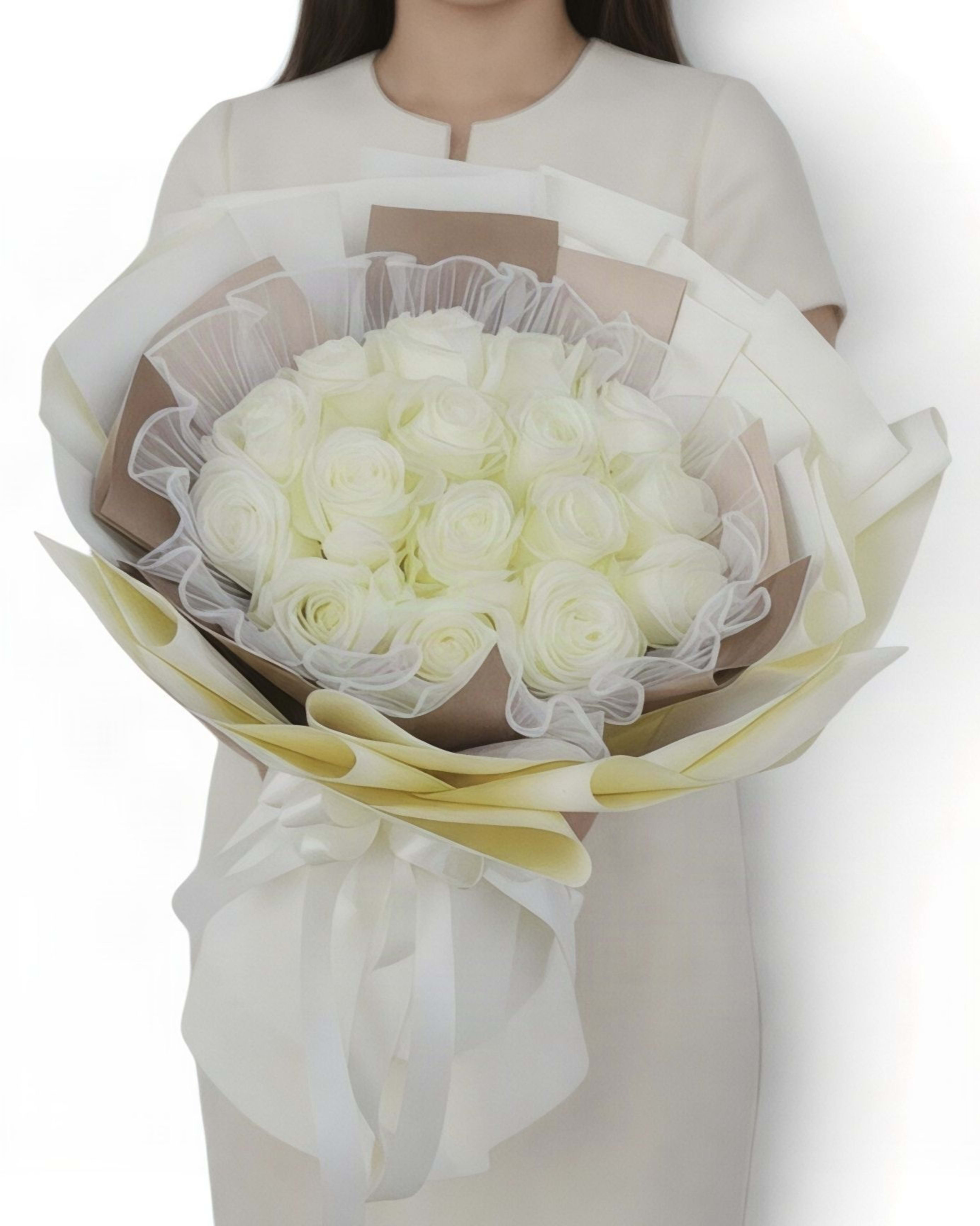 Ivory Dream Cream White Rose Bouquet
