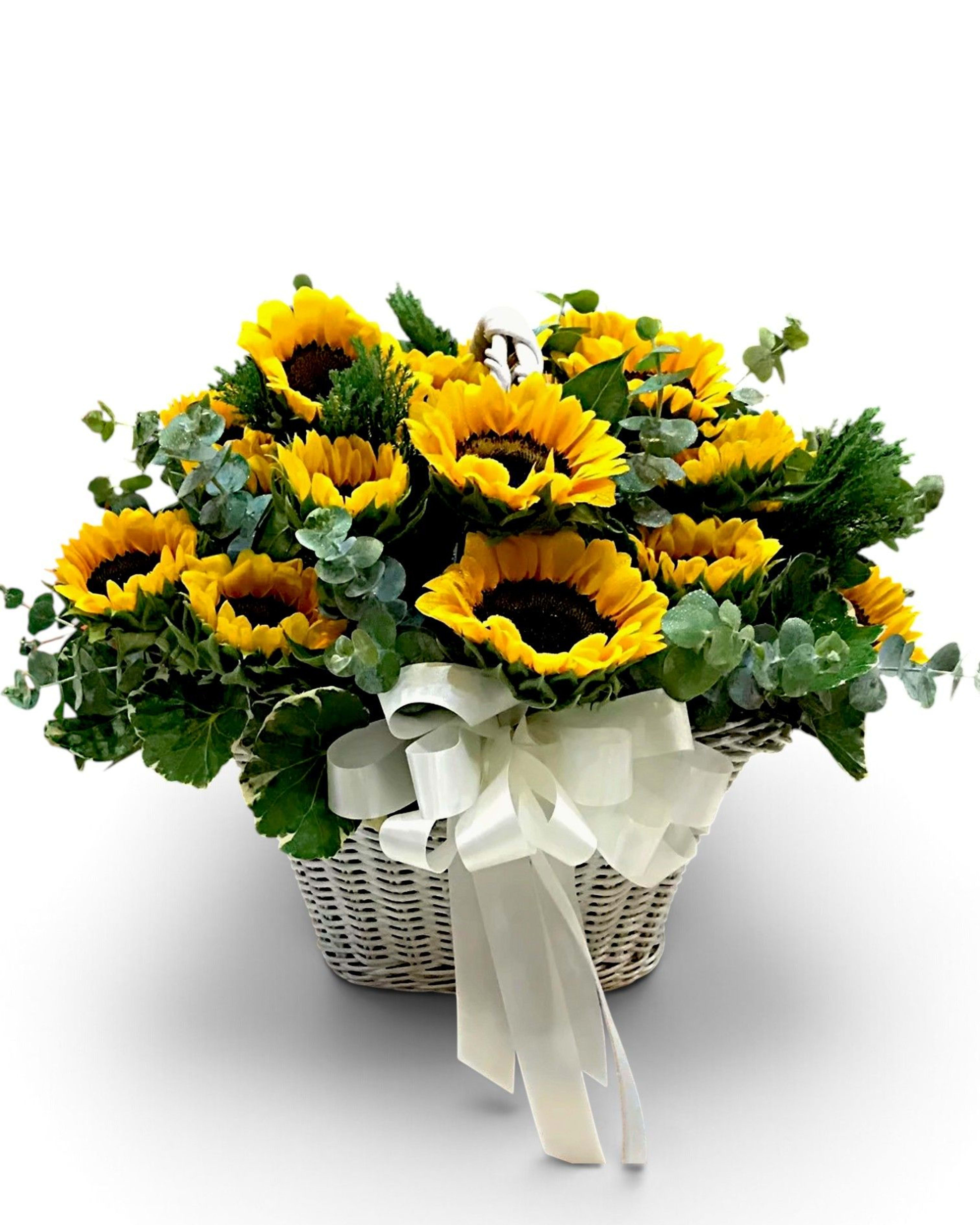 Sunny Basket Full Sunflower Arrangement