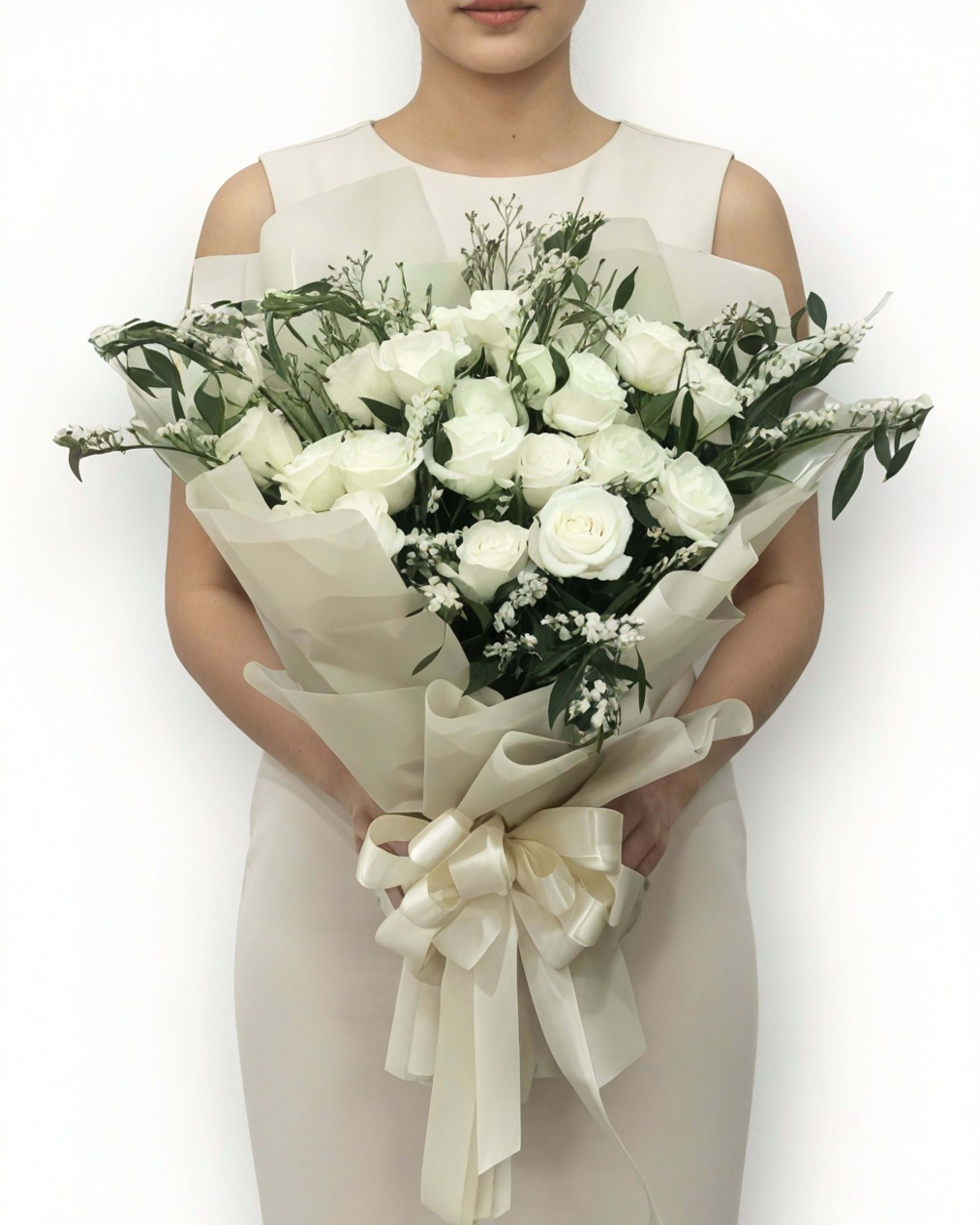 Pure White Rose Bouquet