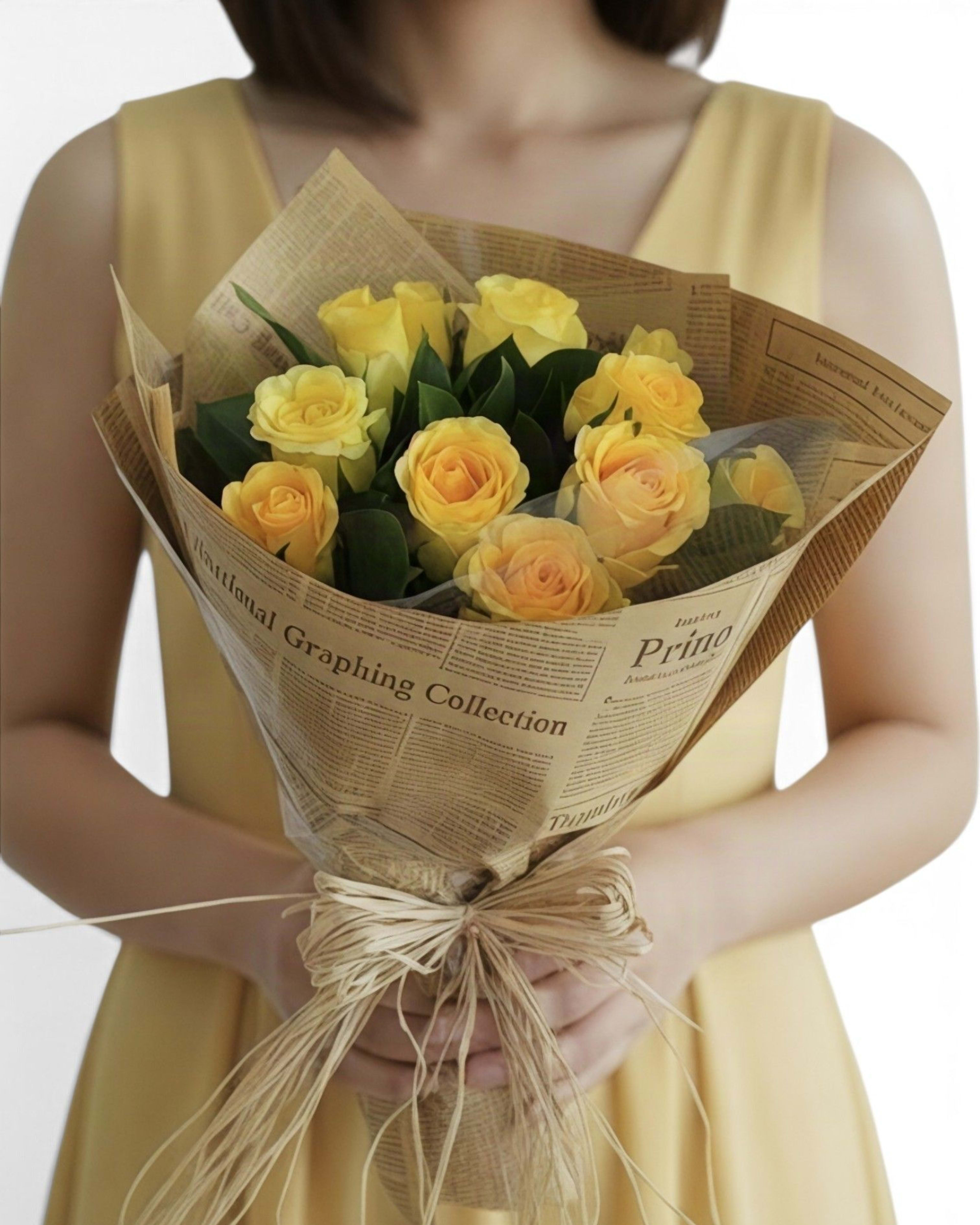 Sunny Rustic Yellow Rose Bouquet
