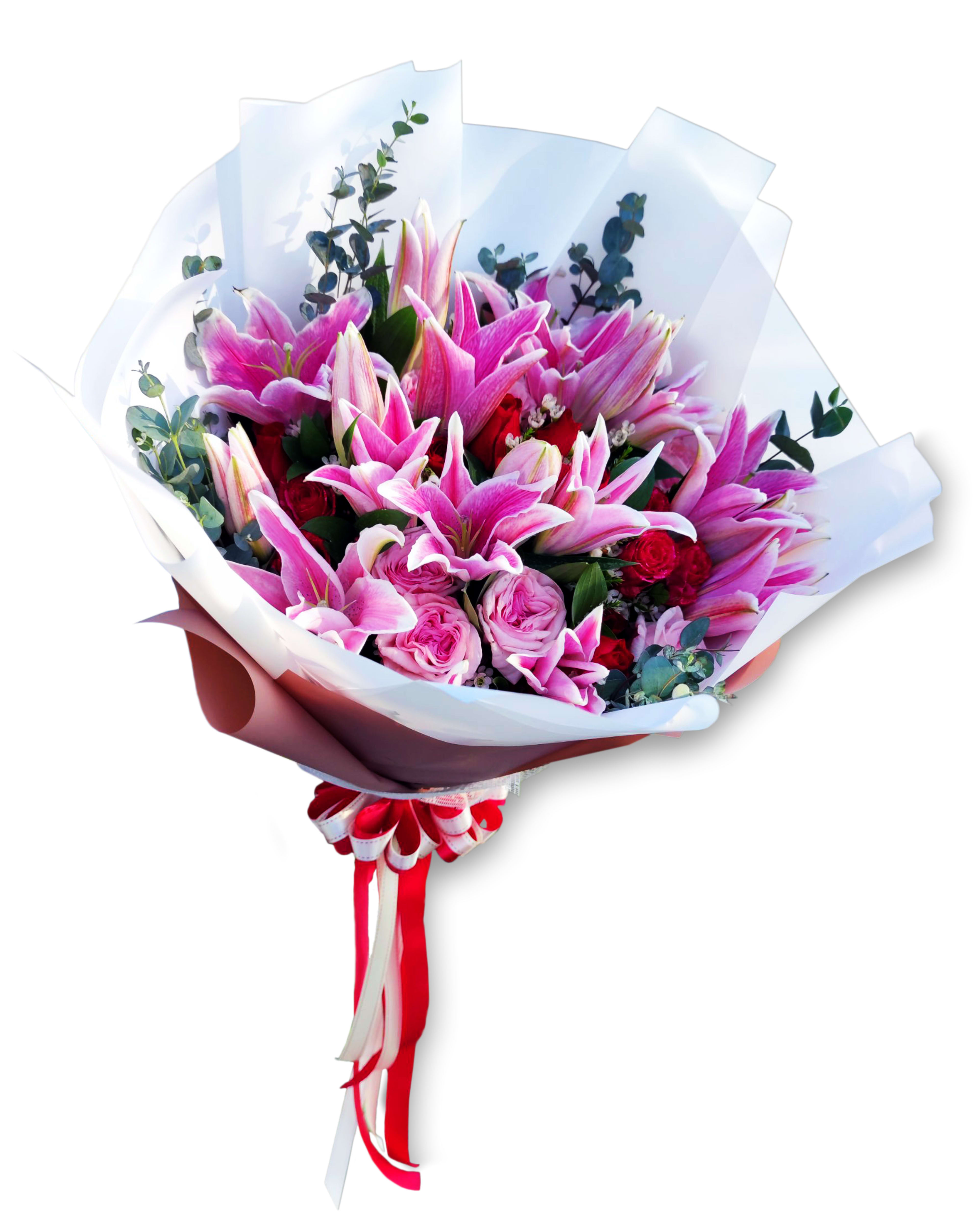 Sweet Elegance Pink Lily & Rose Bouquet