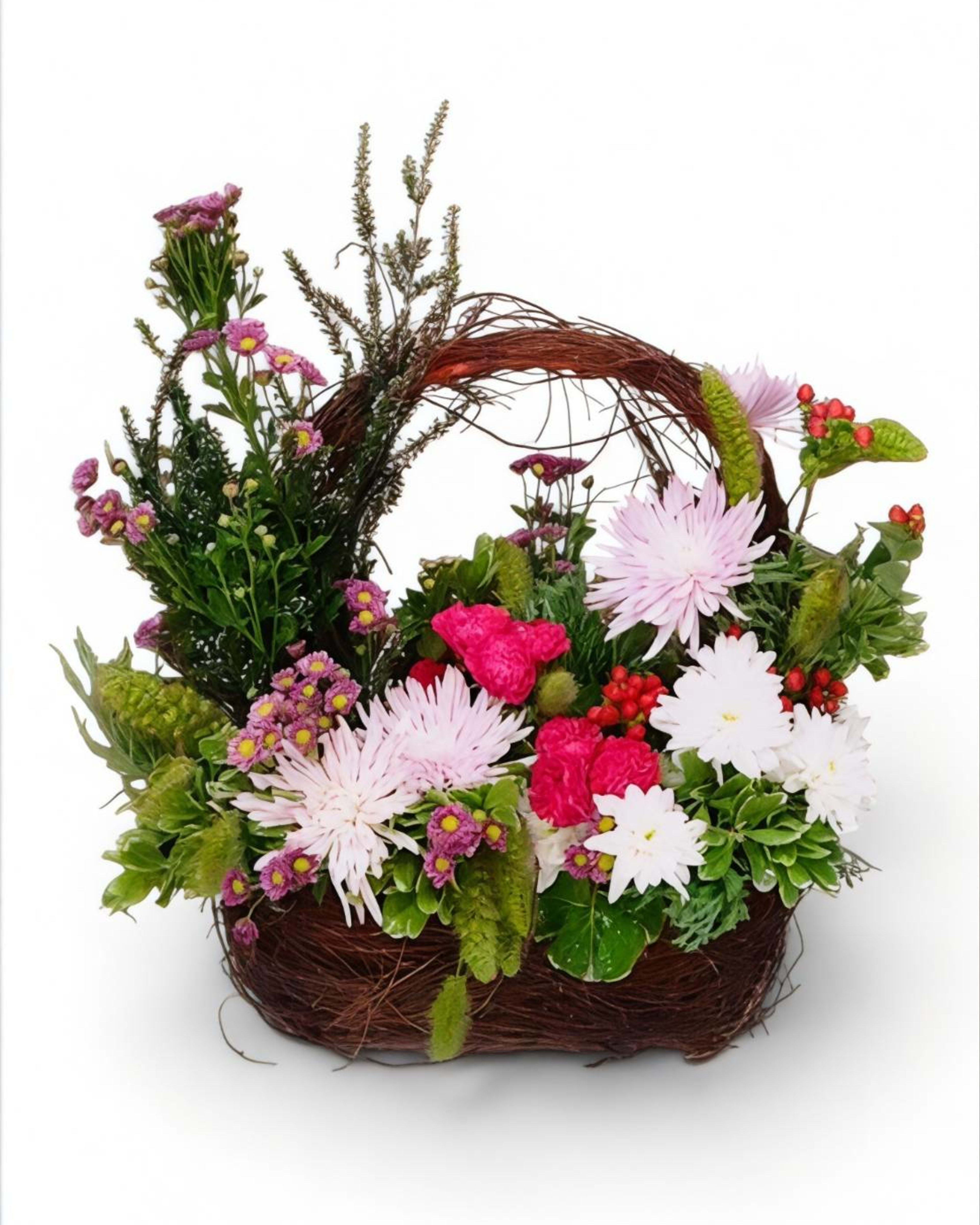 Wild Garden Pink & White Mixed Flower Basket