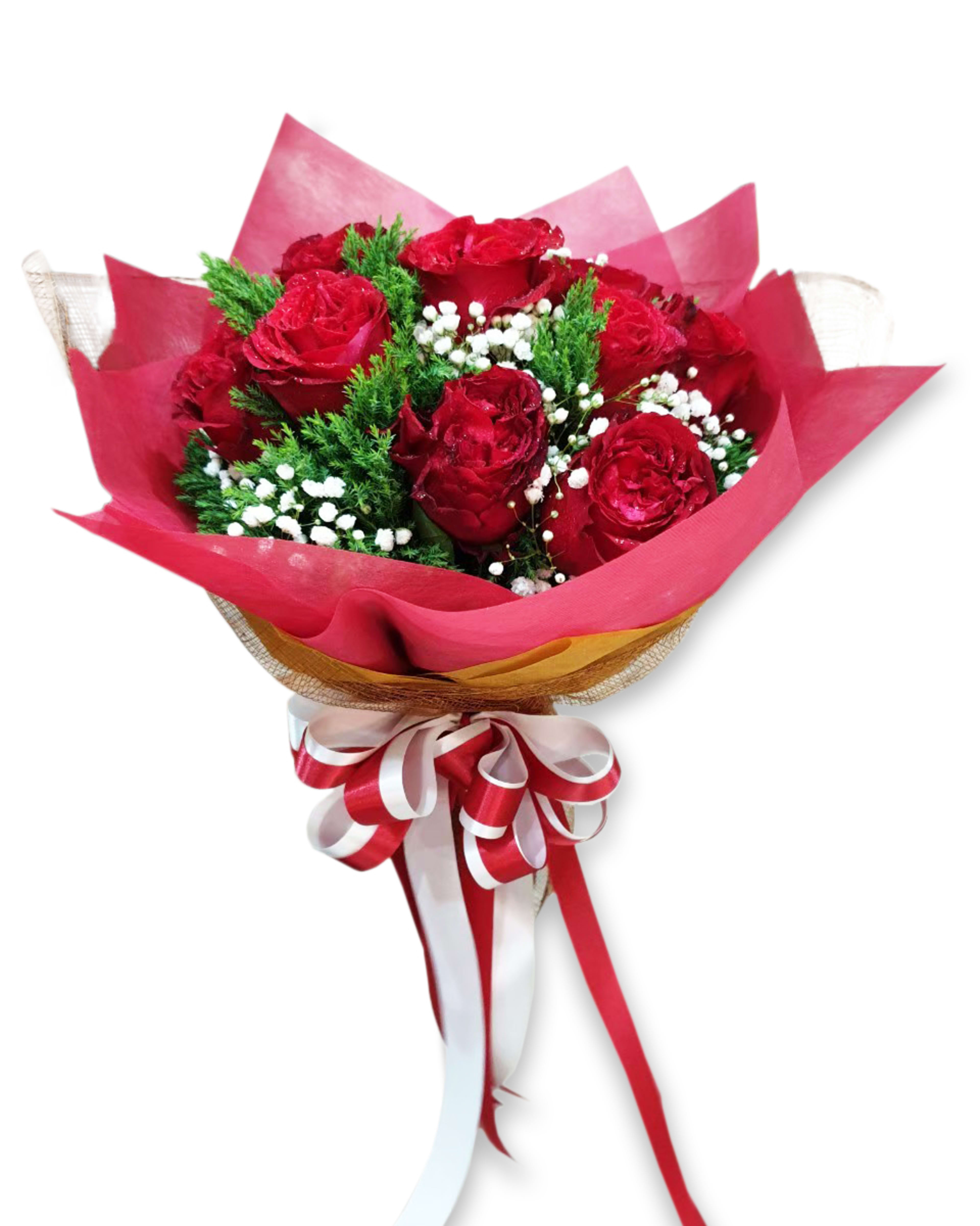Crimson Love Deep Red Rose Bouquet