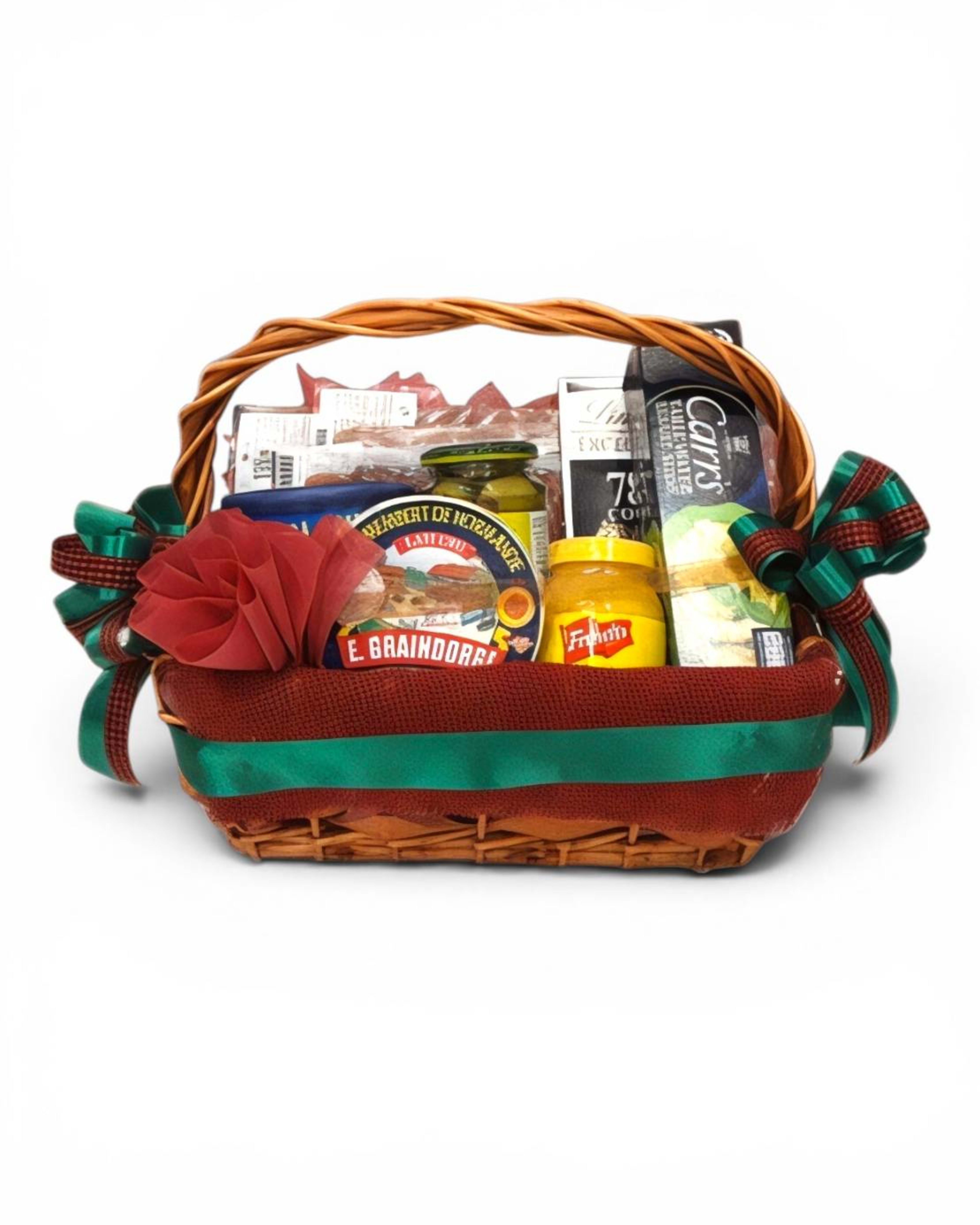 Imported Charcuterie, Cheese, Olive & Dark Chocolate Gift Basket