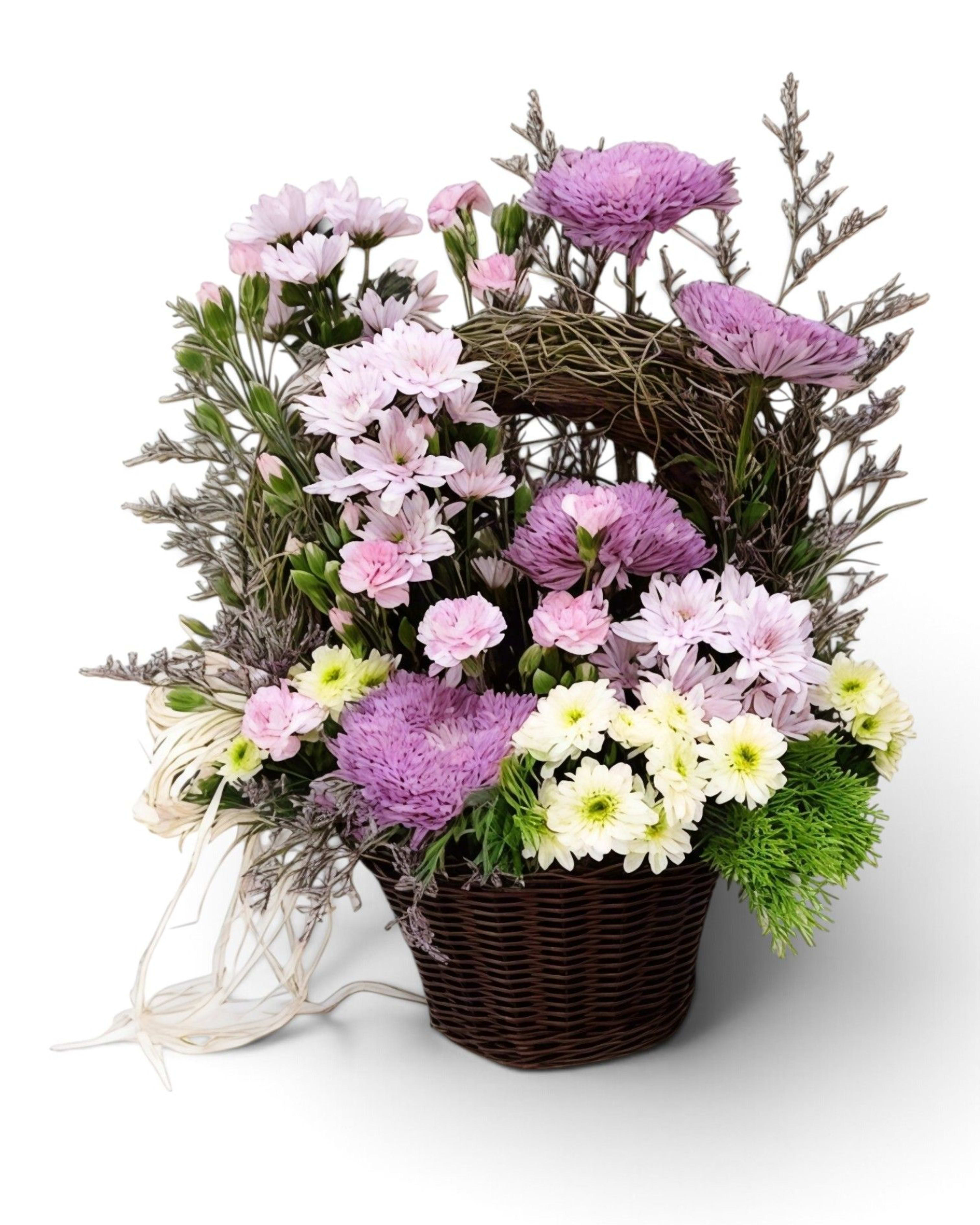 Lavender Garden Purple & Pink Mixed Flower Basket