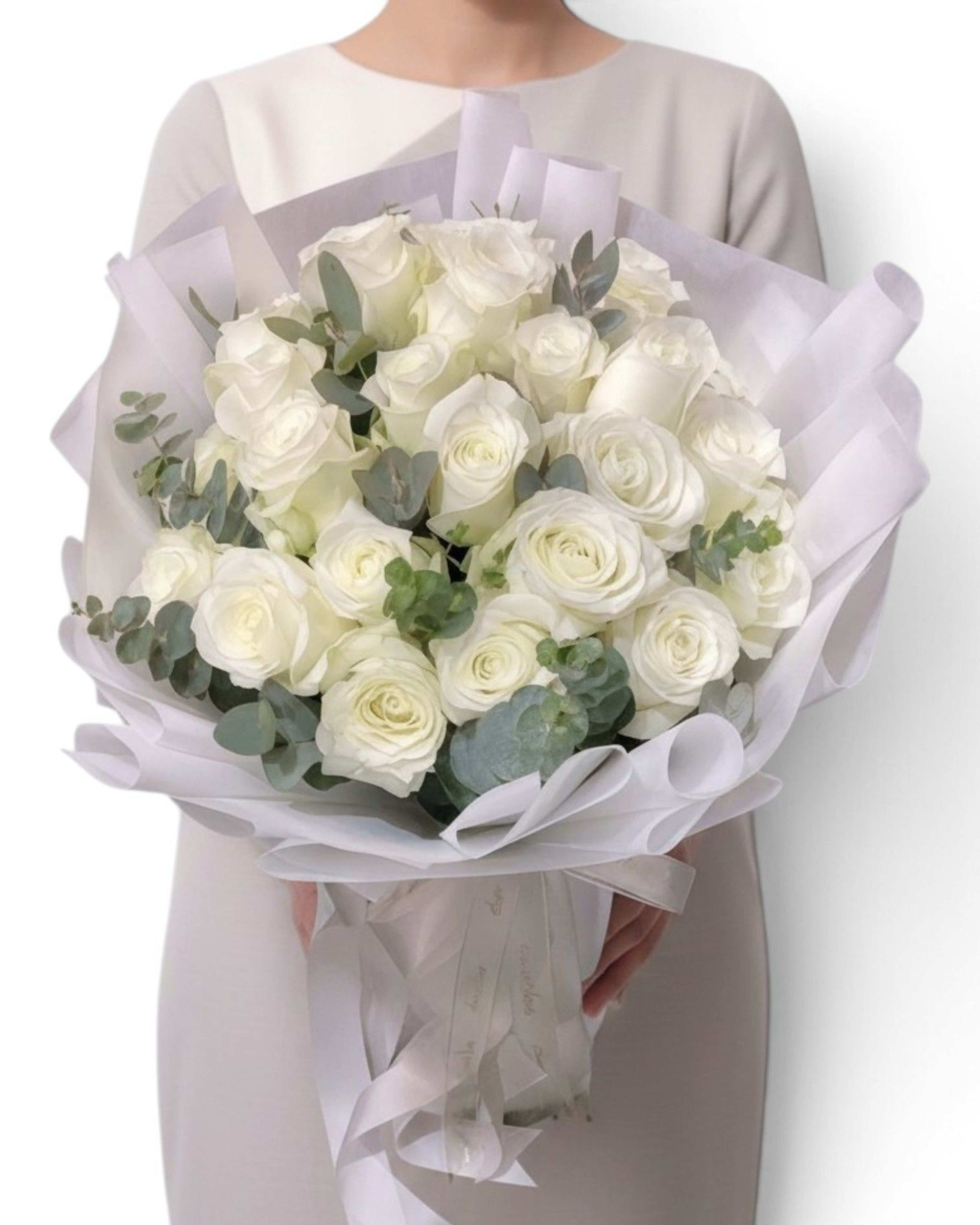Pure Elegance Premium White Rose Bouquet