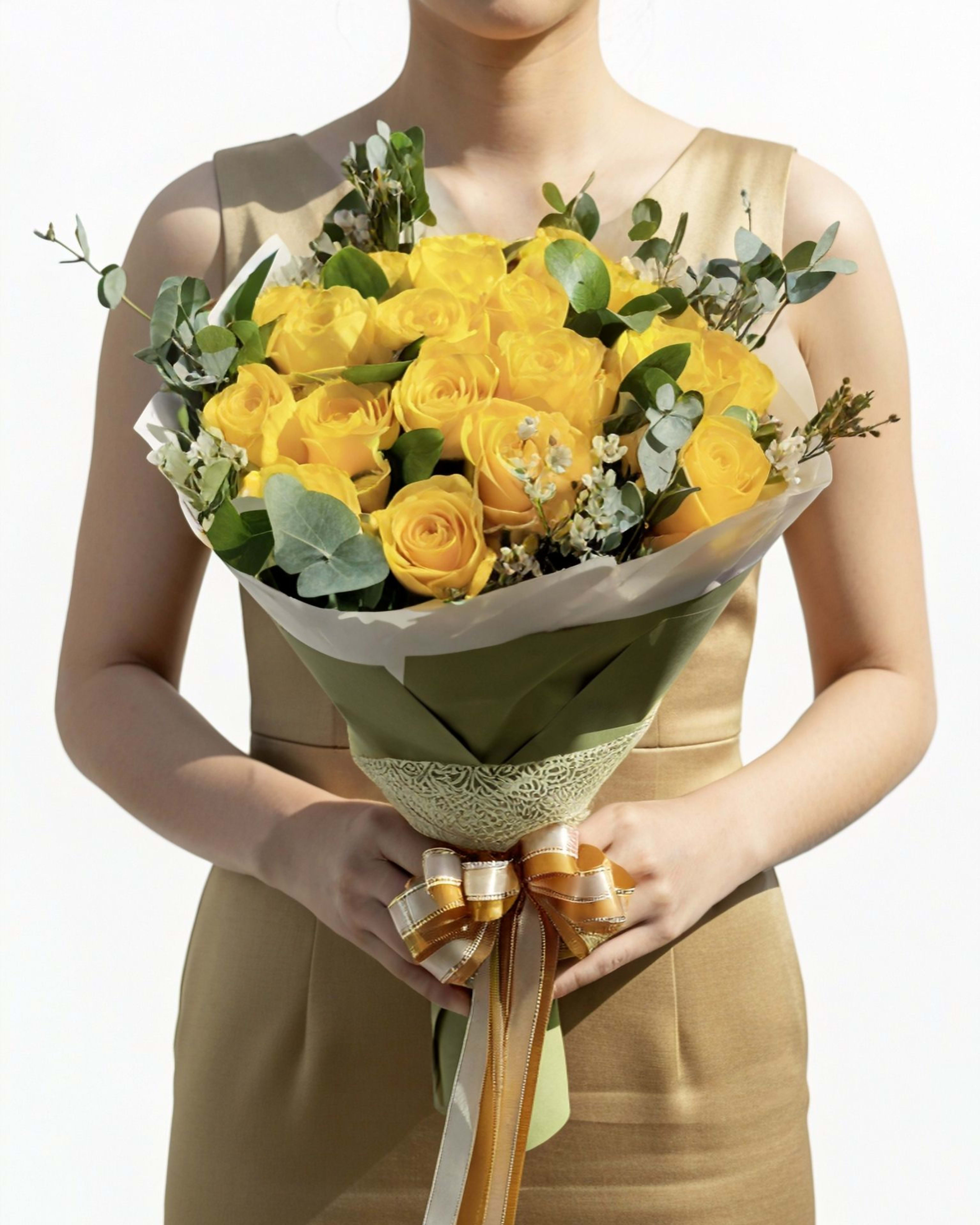 Golden Joy Yellow Rose Bouquet