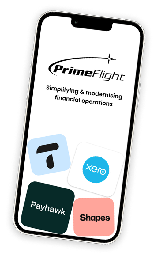 PrimeFlight mobile app mockup