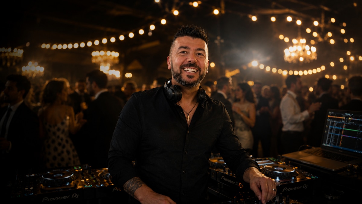 DJ Repete behind the decks at a Melbourne event
