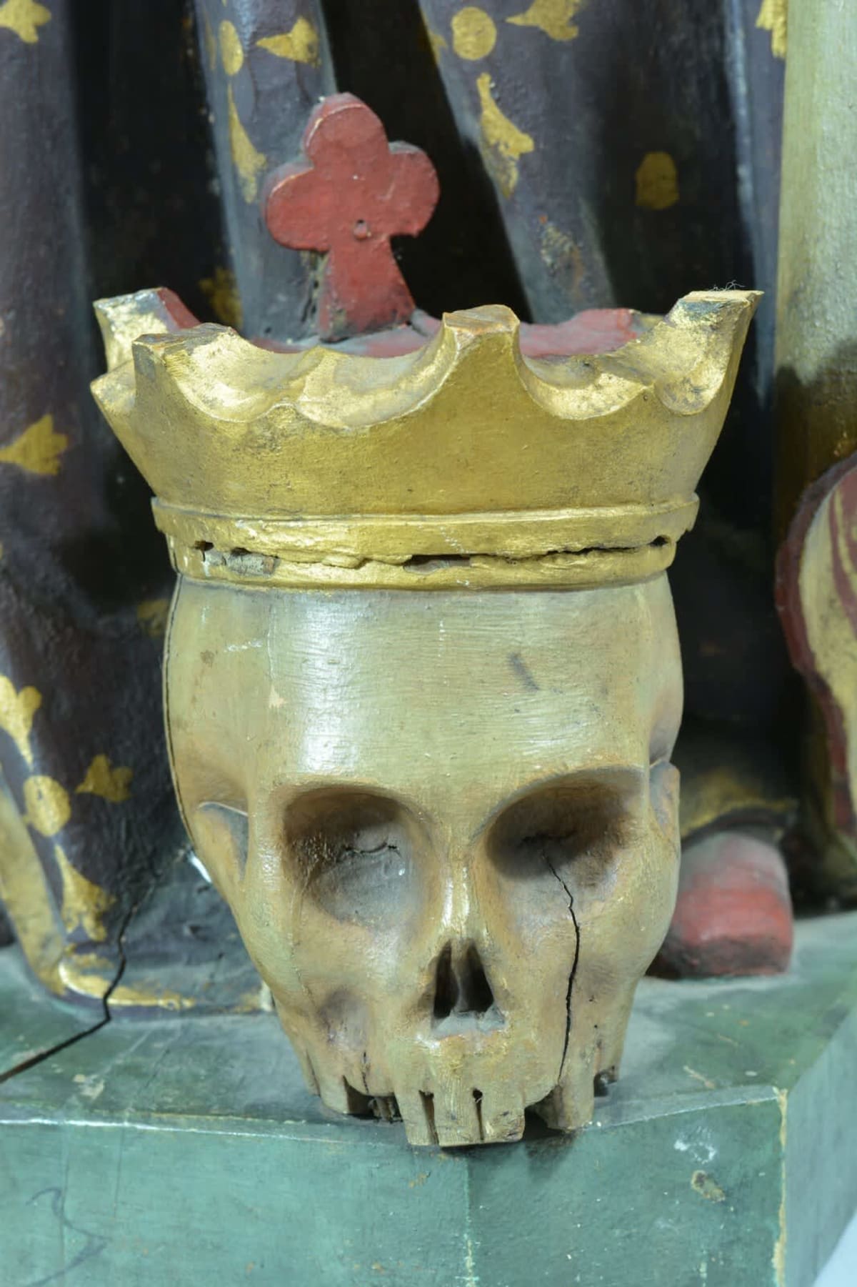 Statue religieuse ancienne Saint François Borgia vanité memento mori 130cm rare - Image 1