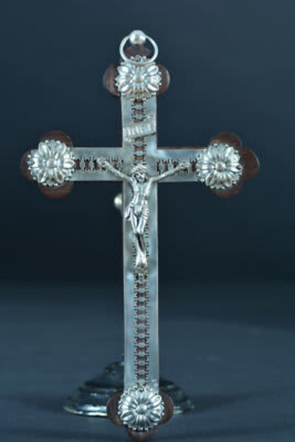 Antique rare Indo Portuguese religious cross crucifix silver 19e - Image 1