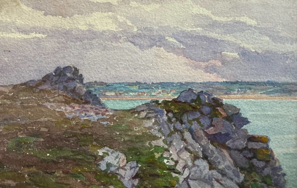 Ancien tableau atelier peintre breton marine Bretagne ent. Édouard Doigneau n°6 - Image 1