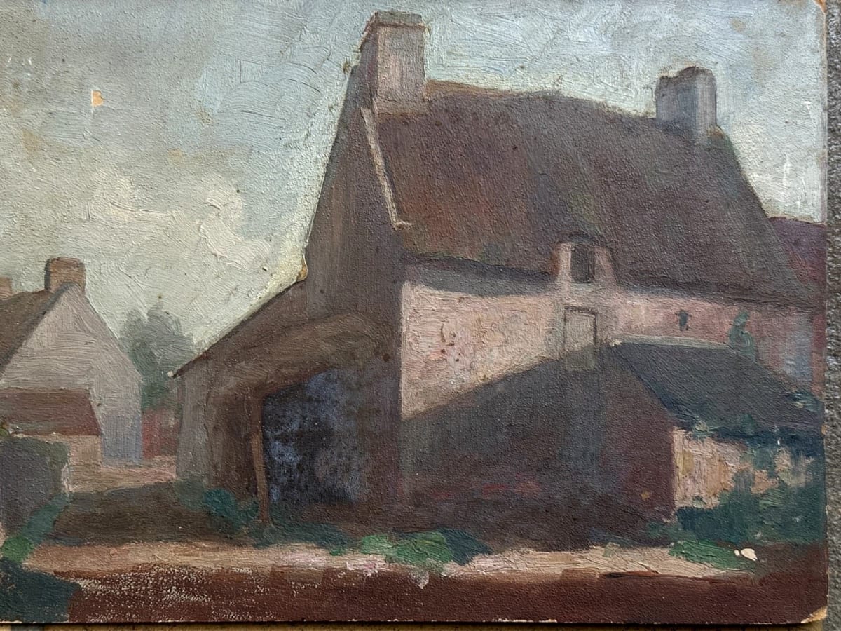 Ancien tableau maison village breton marine Bretagne ent. Édouard Doigneau n°4 - Image 1