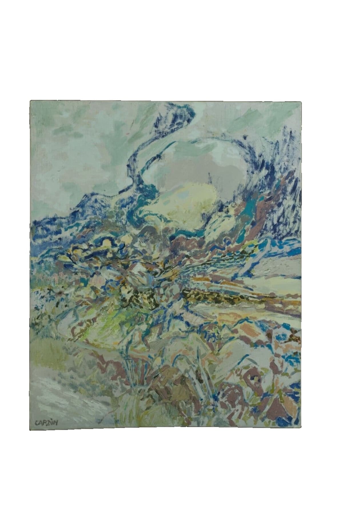 Ancien grand tableau abstraction Annie Cardin huile sur toile 1982 Bogratchew - Image 1