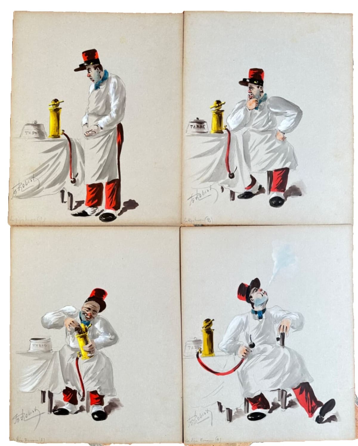 Ancien tableau pipe turque tabac narguilé chicha collection signé Robert XIXe - Image 1