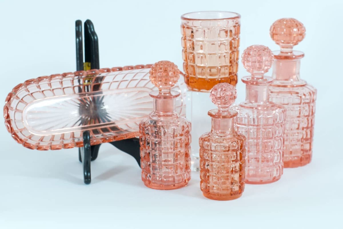 Ancienne garniture cristal Bayel mod. Baccarat rose flacon parfum bouchon mode - Image 1