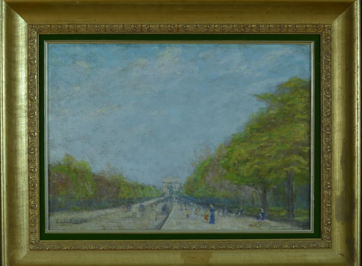 Beau tableau impressionniste Paris Arc de triomphe Champs-Élysées animé XIXe - Image 1