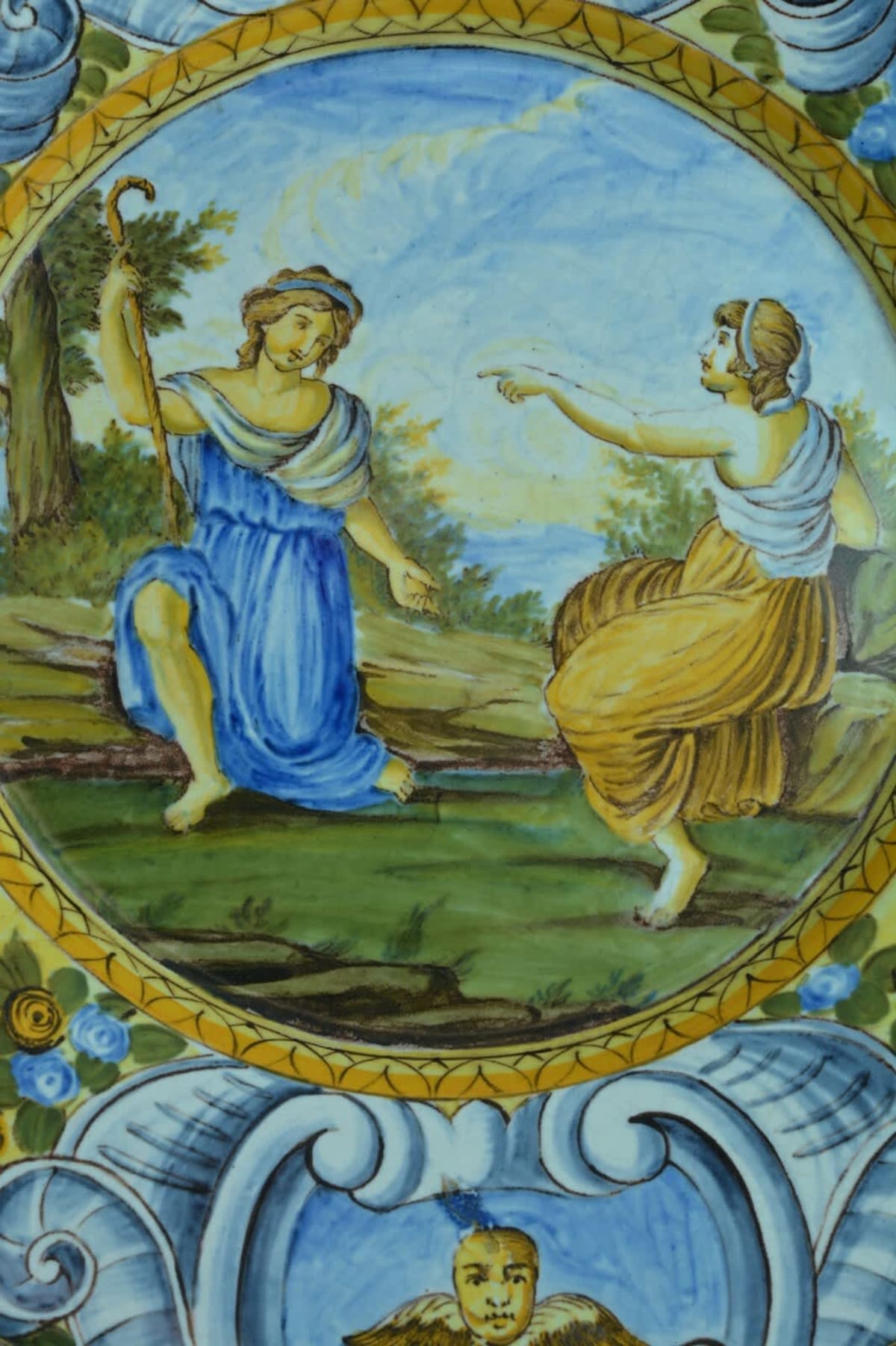 Paire de grand plat faïence Avelli de Rovigo Urbino Italie Renaissance Majolique - Image 1