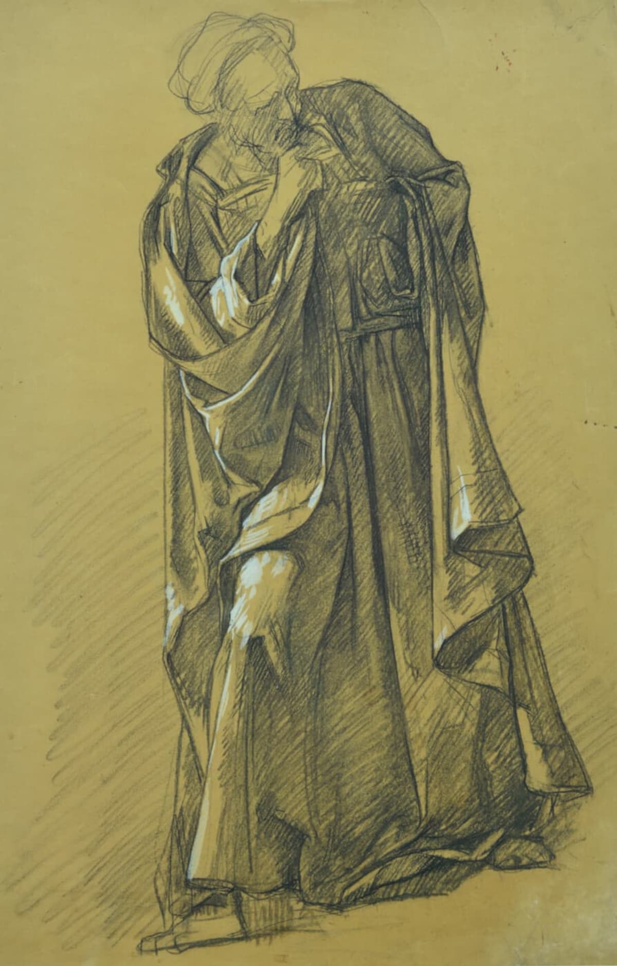 Ancien tableau dessin portrait d'homme école française renaissance Aug. Bigand - Image 1