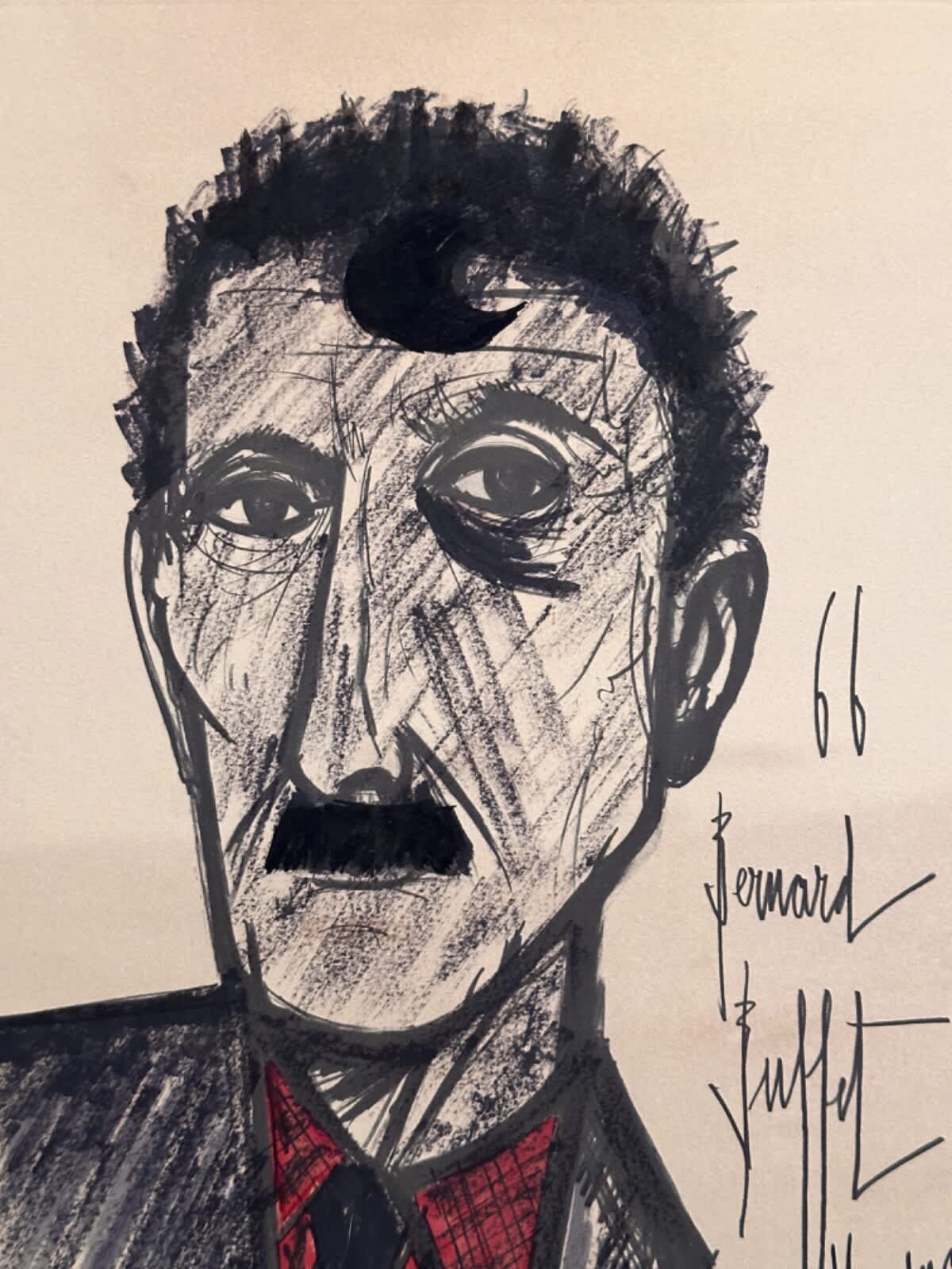 Beau tableau Bernard Buffet portrait de François Mauriac HUJAC Toulouse - Image 1