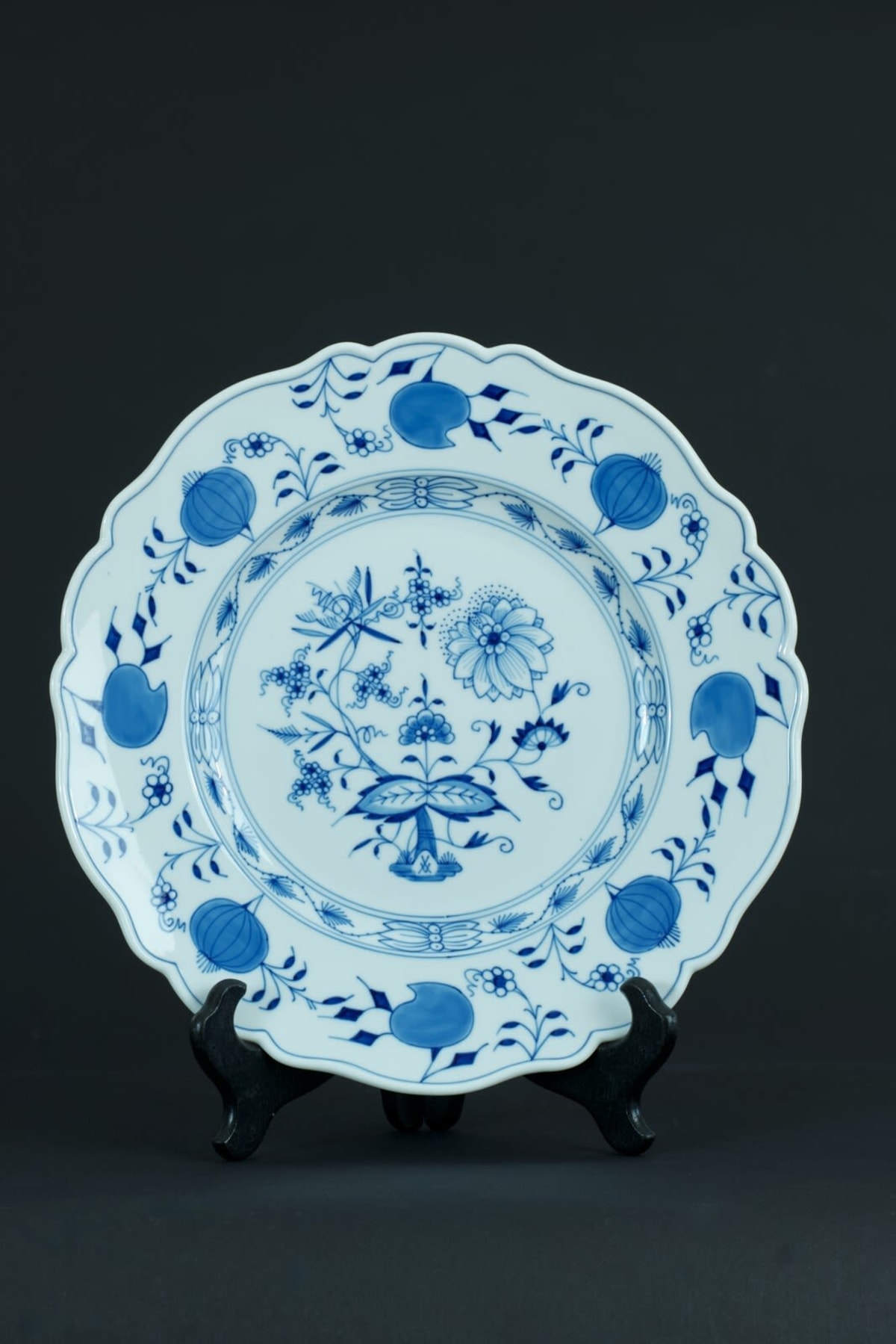Ancienne assiette / plat Meissen porcelaine blanc bleu décor aux oignons - Image 1