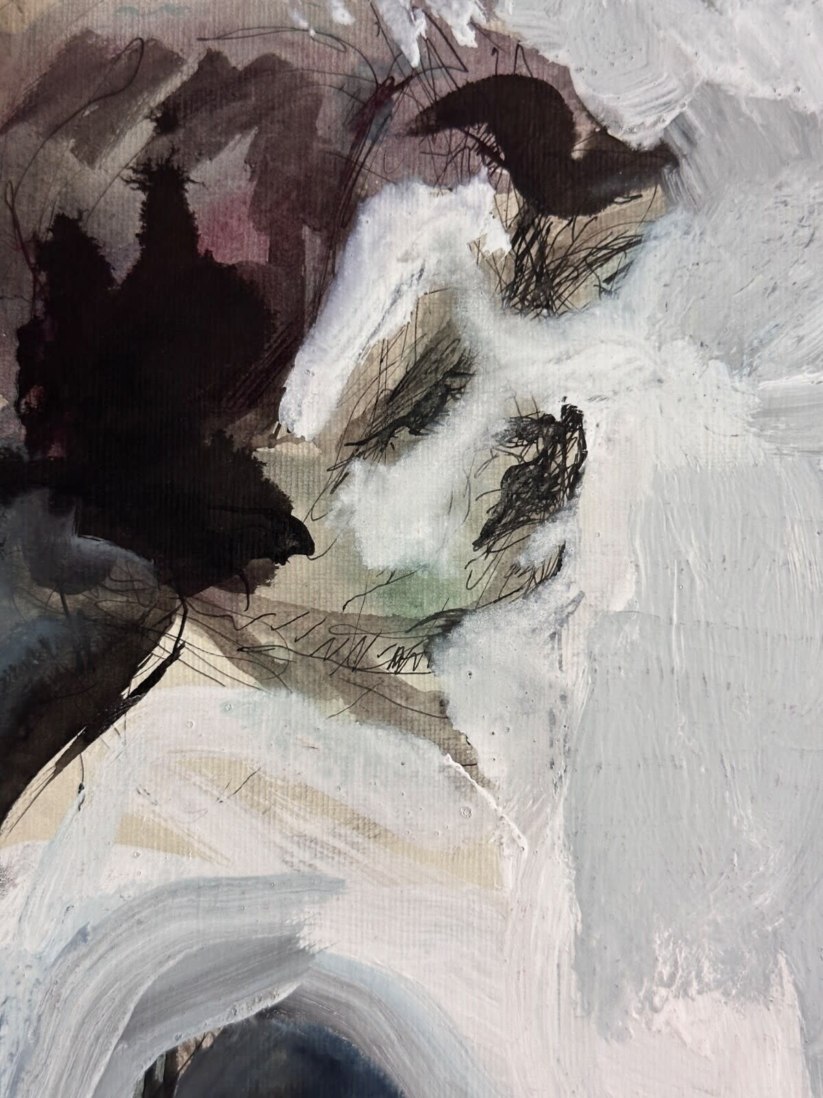 Beau dessin ancien gouache Jean Terles portrait de jeune femme nu féminin 1920 - Image 1