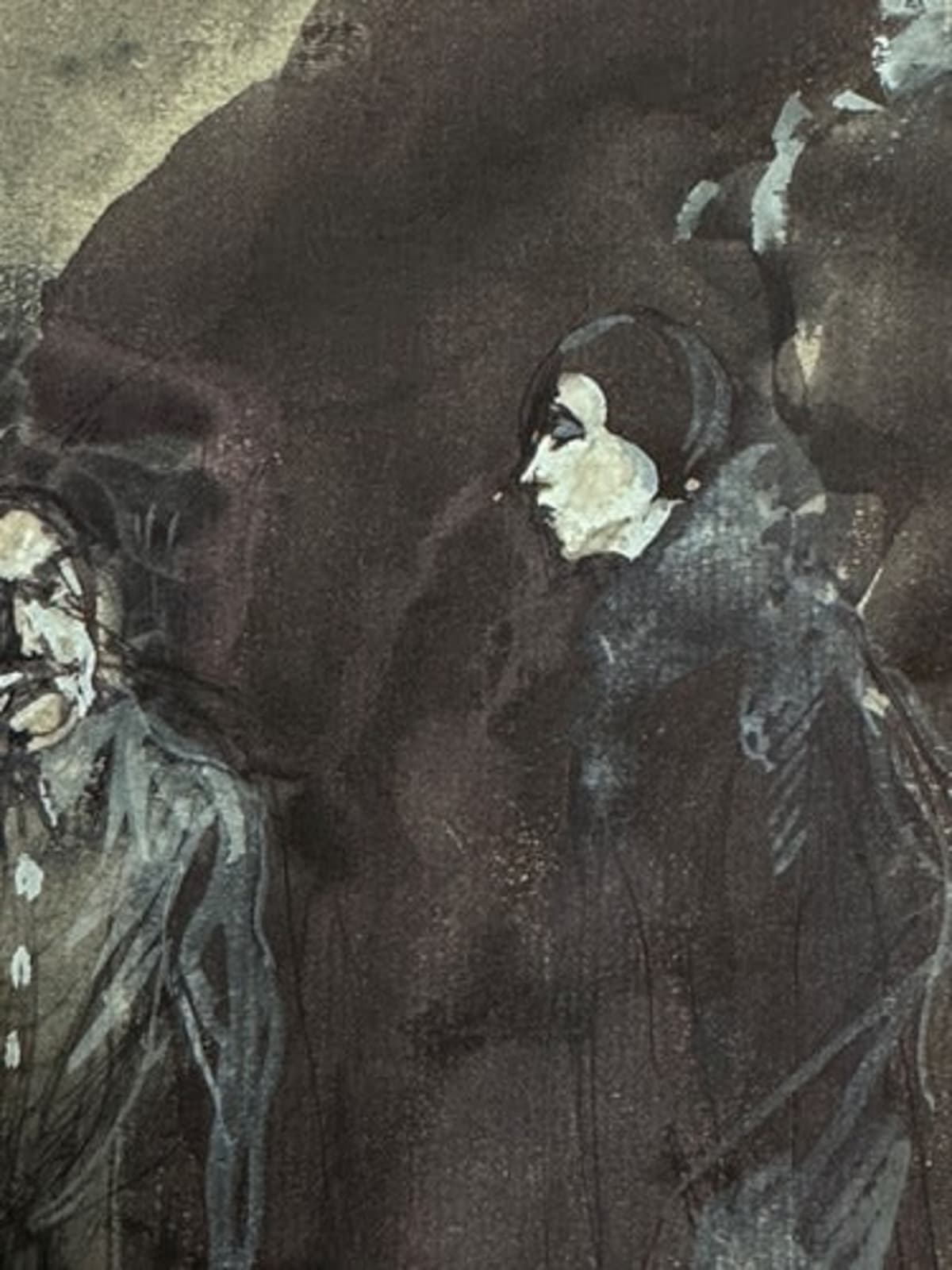 Beau dessin ancien Jean Terles femme élégante et chauffeur Paris street scene - Image 1