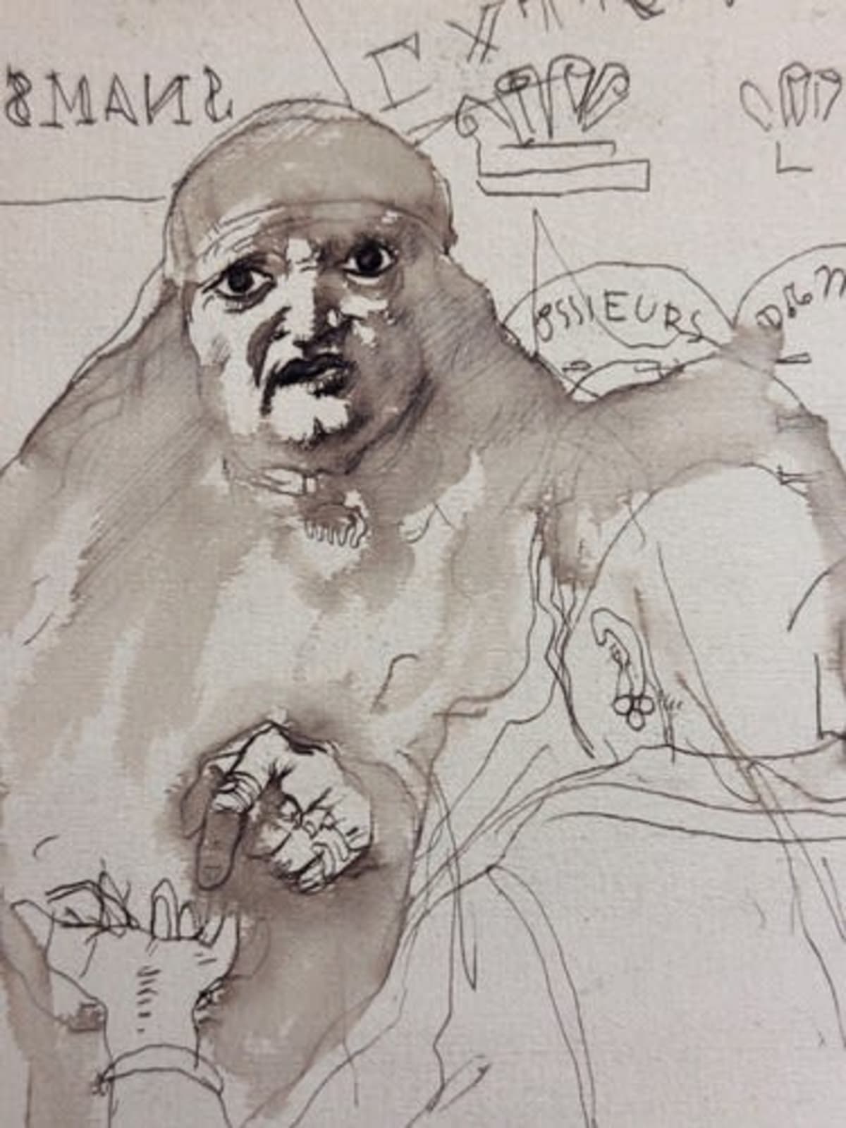 Beau dessin ancien Jean Terles diseuse bonne aventure cartomancienne magie 1930 - Image 1