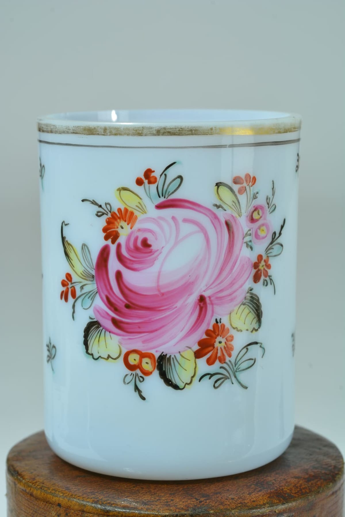 Ancienne tasse à anse / tasse à lait fin XVIIIe opaline décor floral peint rare - Image 1