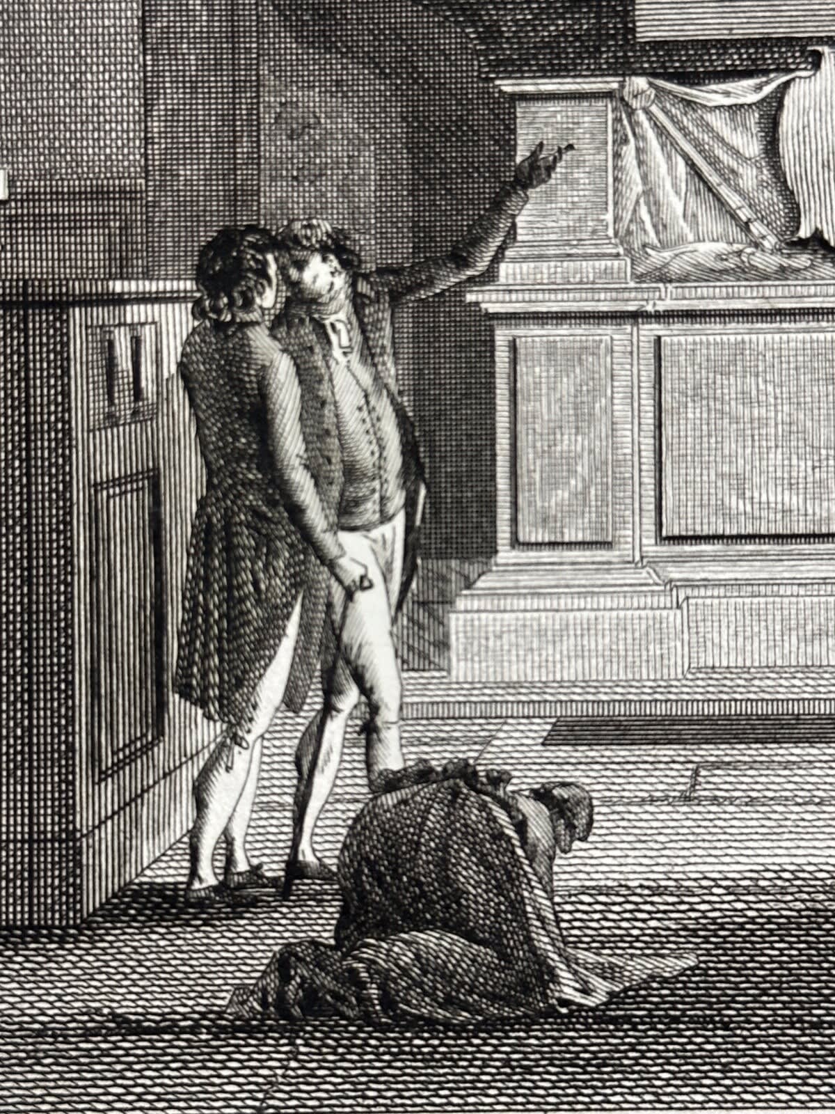 Ancienne gravure le tombeau de Girardon église de Saint Landry Meunier Paris - Image 1