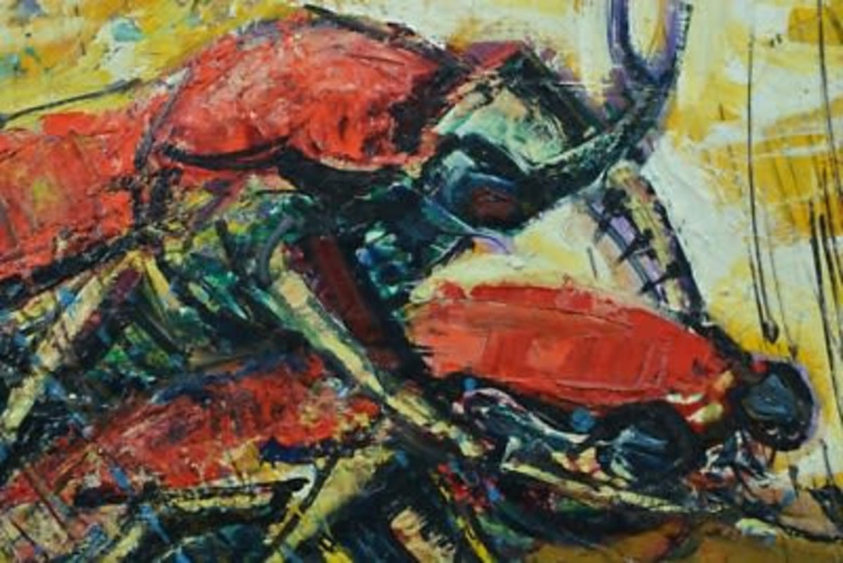 Ancien tableau expressionniste signé Rodolphe Caillaux portrait Les Scarabées - Image 1