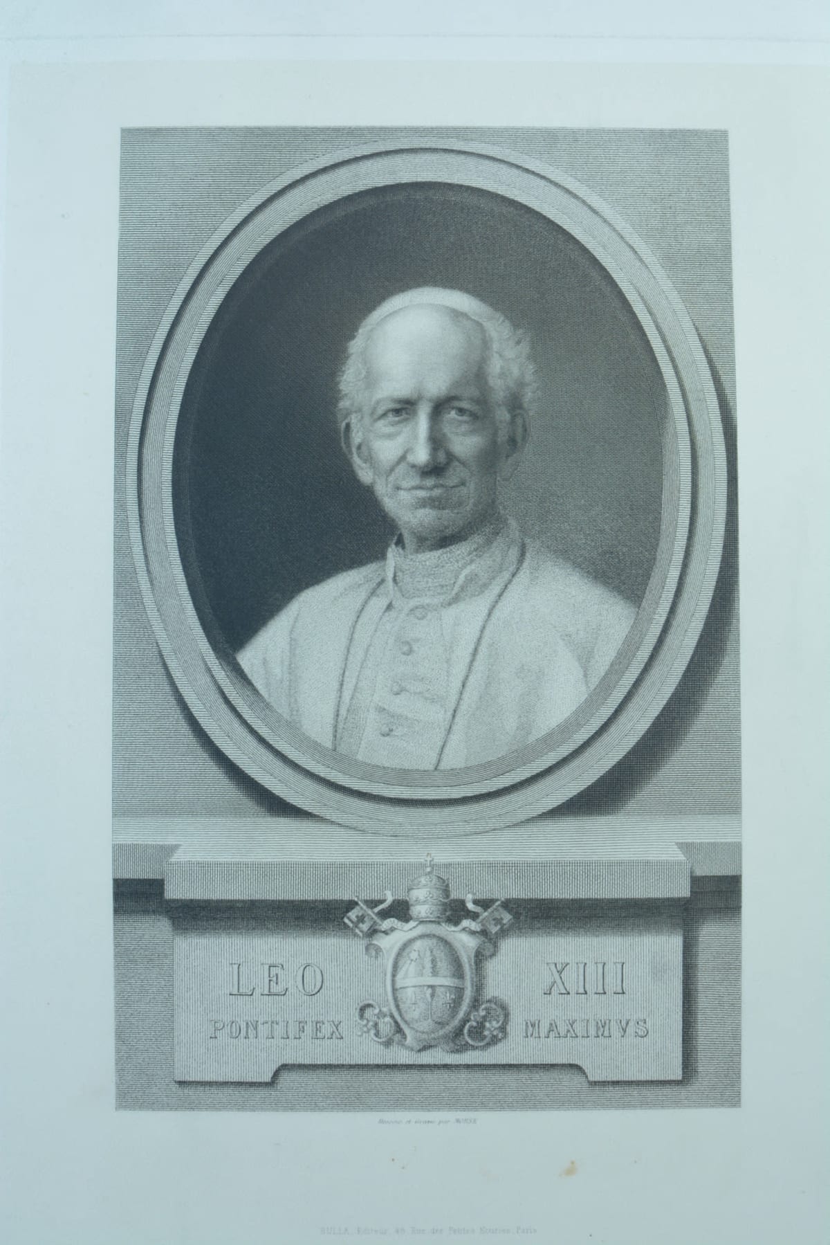 Rare gravure religieuse gravure 19e pape Léon XIII par Morse, éditeur Bulla - Image 1