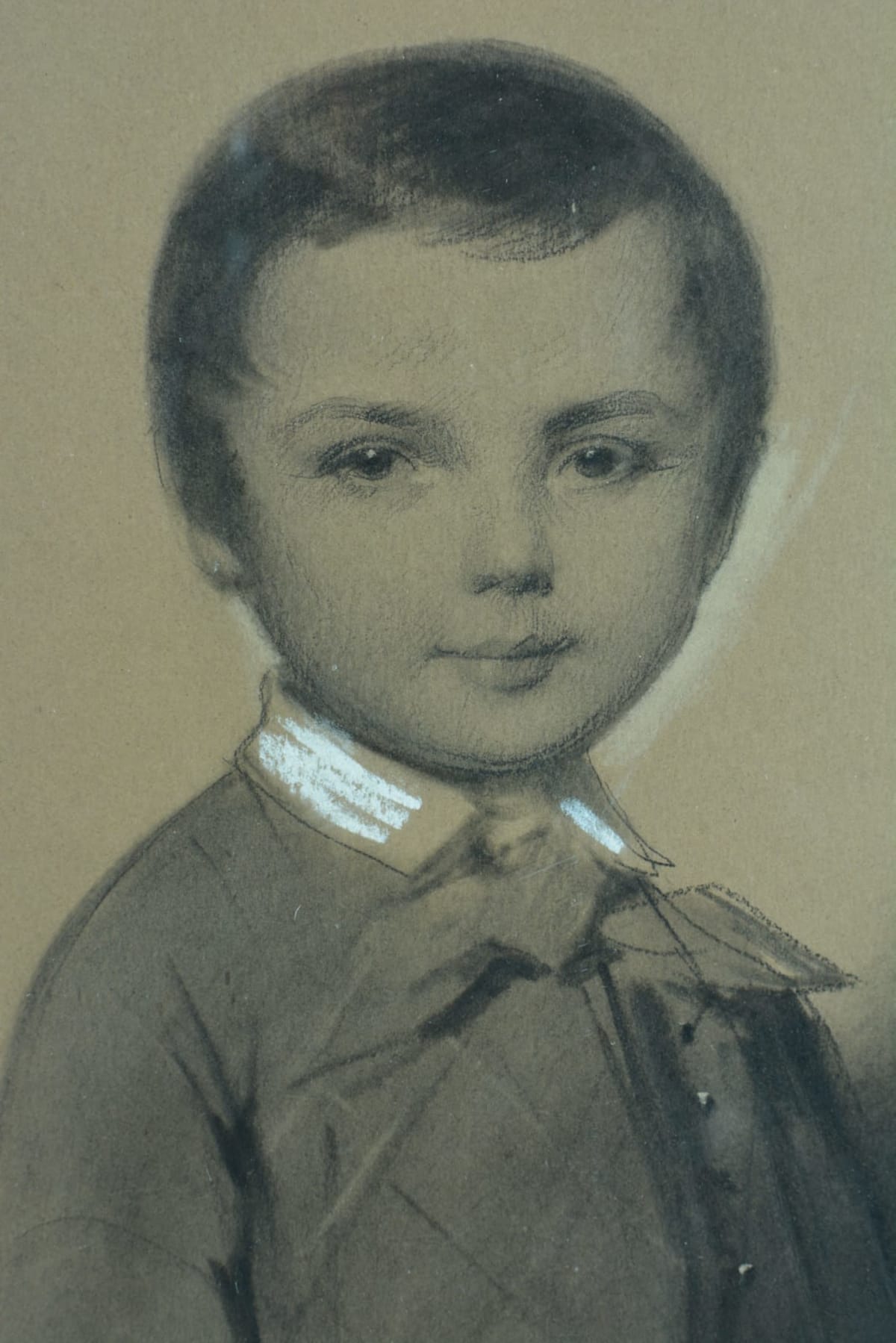 Dessin ancien portrait enfant comte Gabriel de Ramel Alès Gard Pierre Senties - Image 1