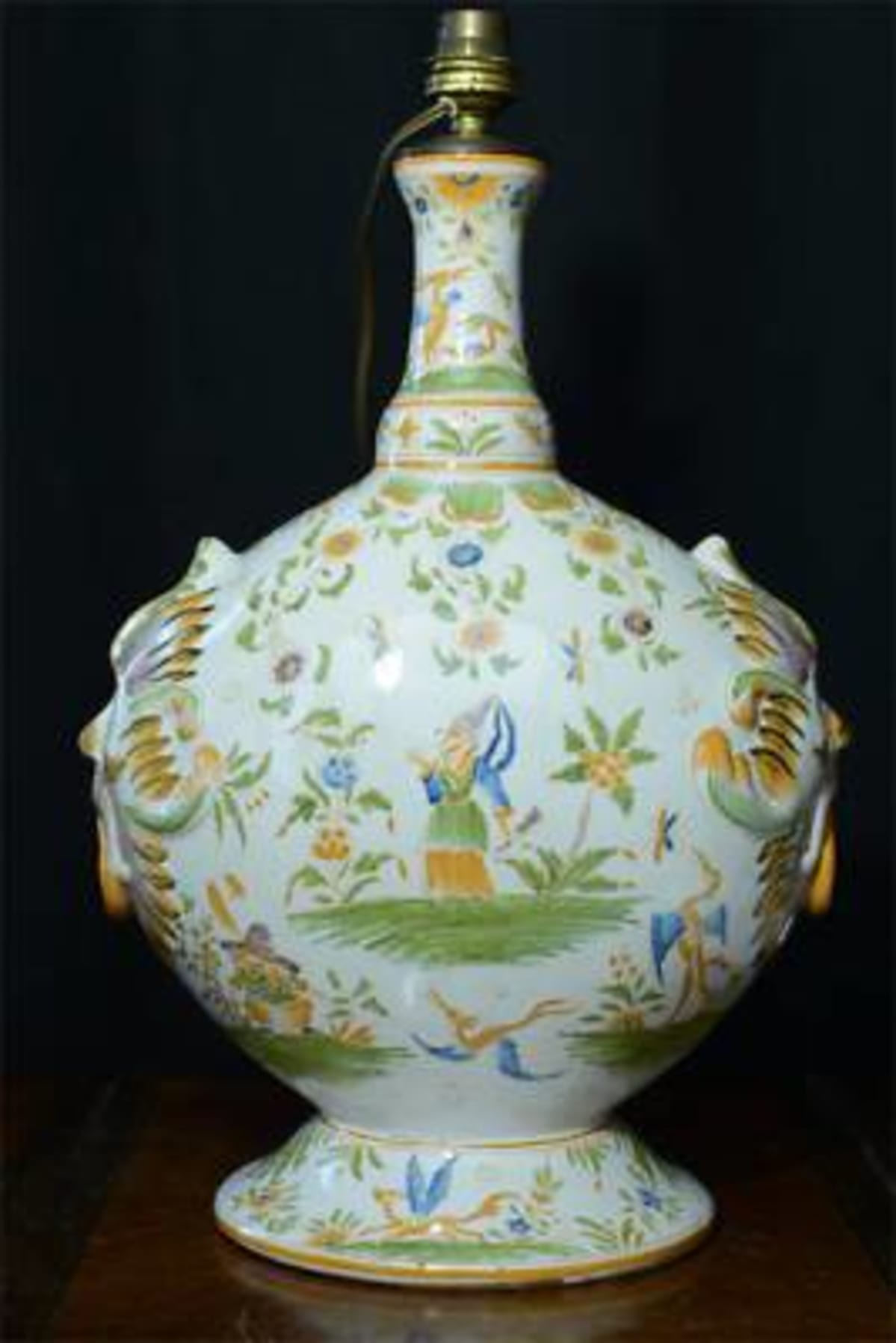 Grand vase ancien forme gourde manufacture Samson personnage grotesque - Image 1