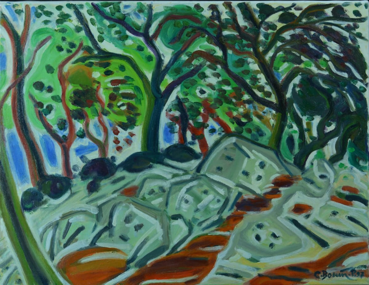 Beau tableau moderne paysage synthétique bord de mer signé Bonin Pissarro HST - Image 1