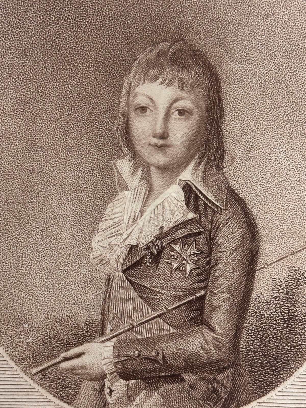 Ancienne gravure portrait Louis XVII roi de France Hourdain royaliste Eckard - Image 1