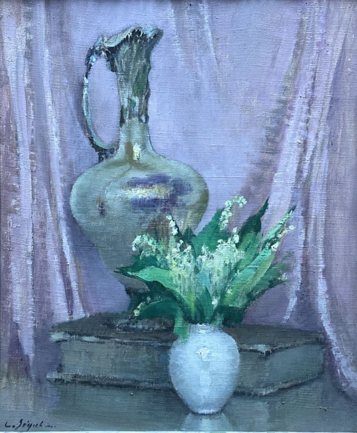 Tableau ancien nature morte muguet Louis Segala art déco impressionniste - Image 1