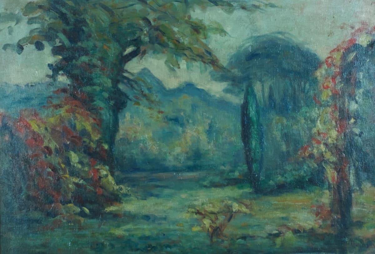 Tableau ancien paysage impressionniste Parc Marthe Lucas les Andelys sv Lebasque - Image 1