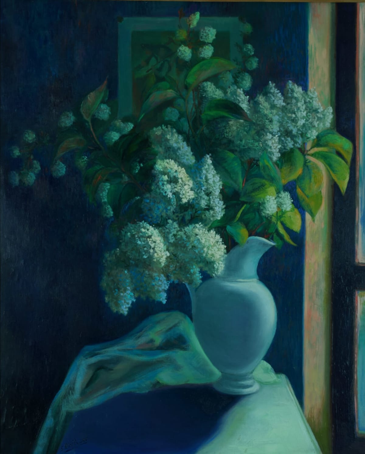 Ancien tableau Suzanne Ballivet nature morte Lilas vase bouquet de fleurs Dubout - Image 1