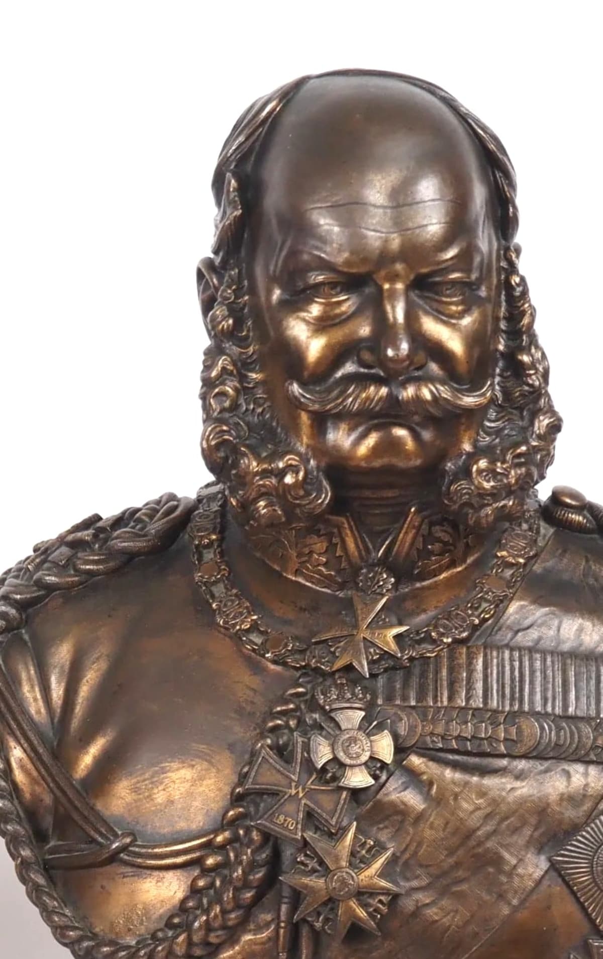 Grand buste ancien roi Allemagne Kaiser Frédéric Pat. bronze 52 cm Silbernagel - Image 1