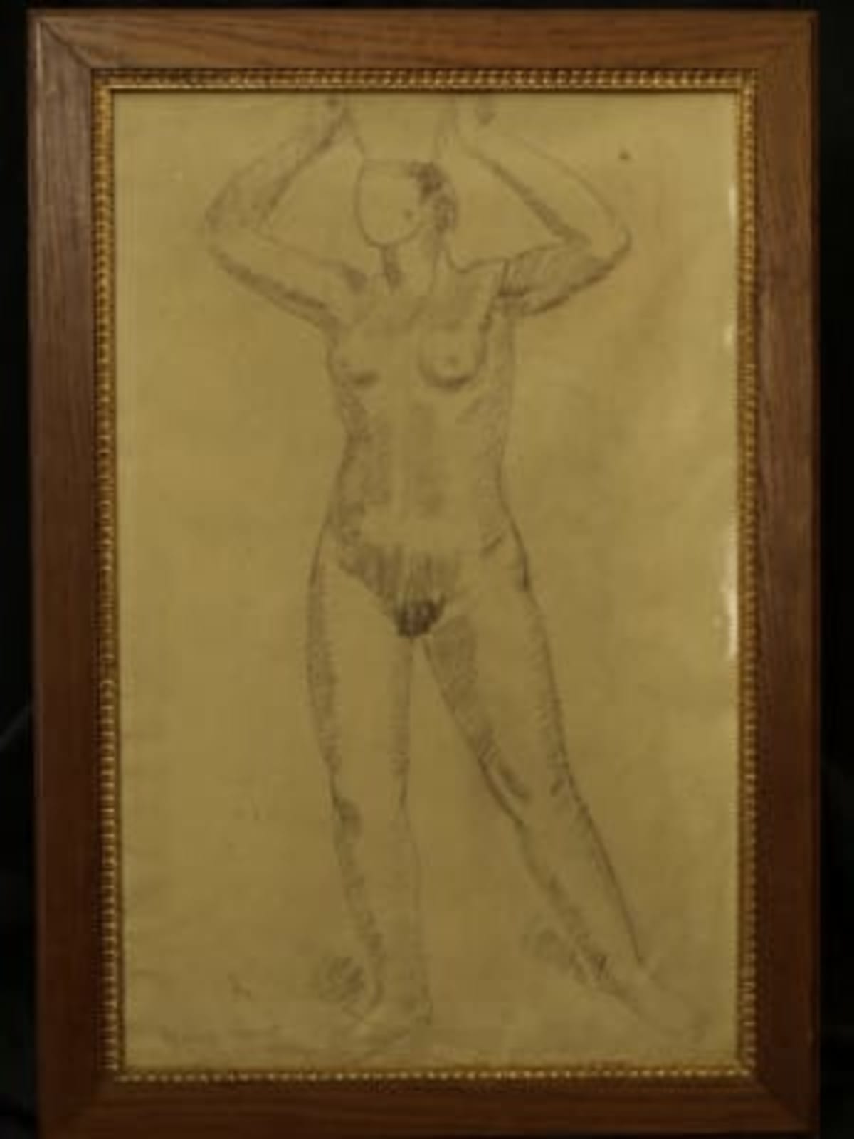Marcel Lenoir Jules Houry beau dessin femme nu à la cruche Montauban 1900 rare - Image 1