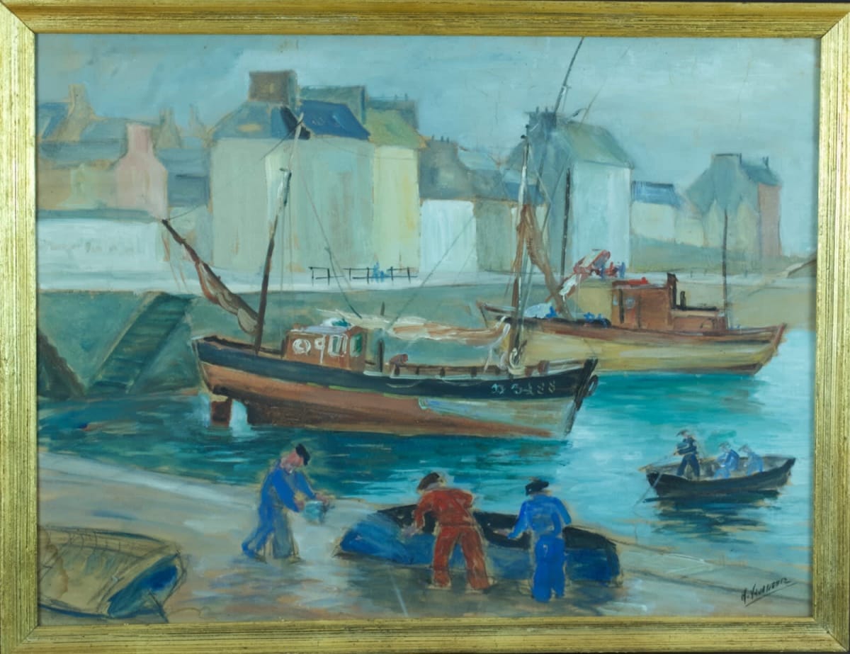 Tableau moderne marine Bretagne Normandie animé Levasseur XXe - Image 1