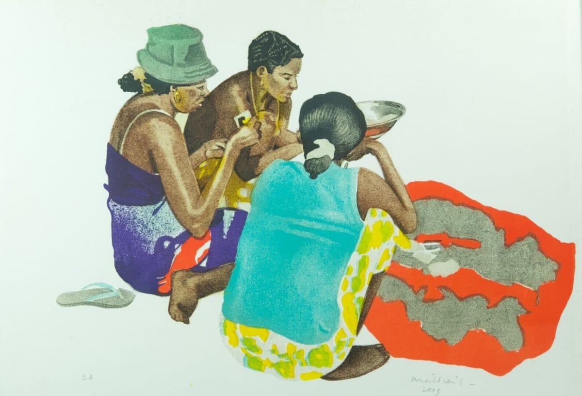 Estampe moderne paysage Martinique portrait de femme François Malbreil Voyage - Image 1