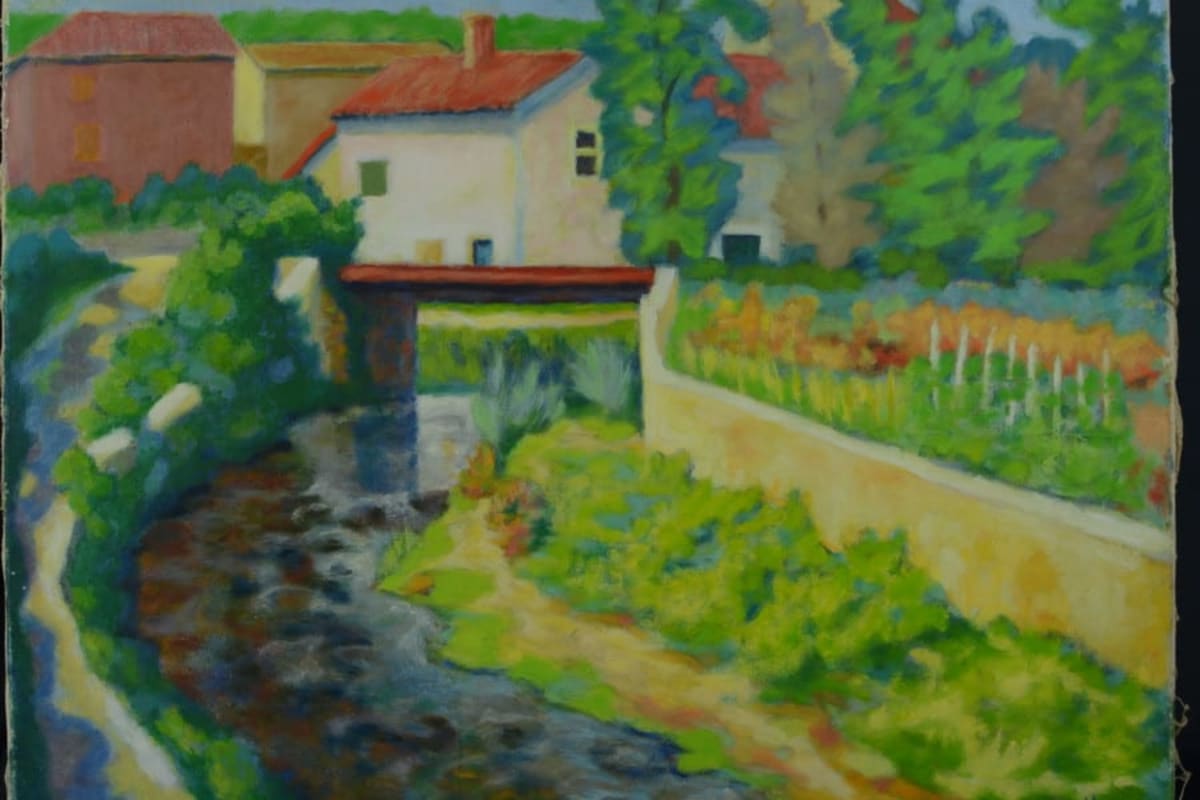 Beau tableau ancien Jean Bellon paysage lyonnais Rhône Liergues Lauris vignes x3 - Image 1