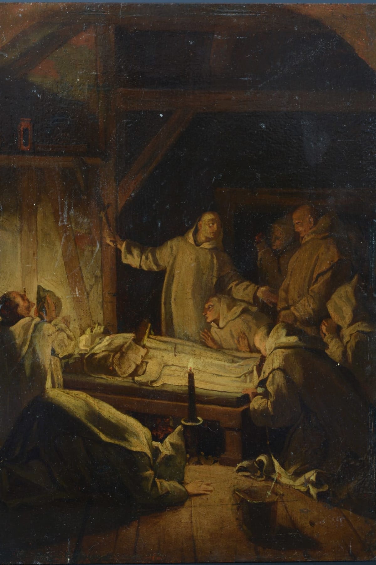 Beau tableau ancien religieux mort saint Bruno moine chartreux Eustache Le Sueur - Image 1