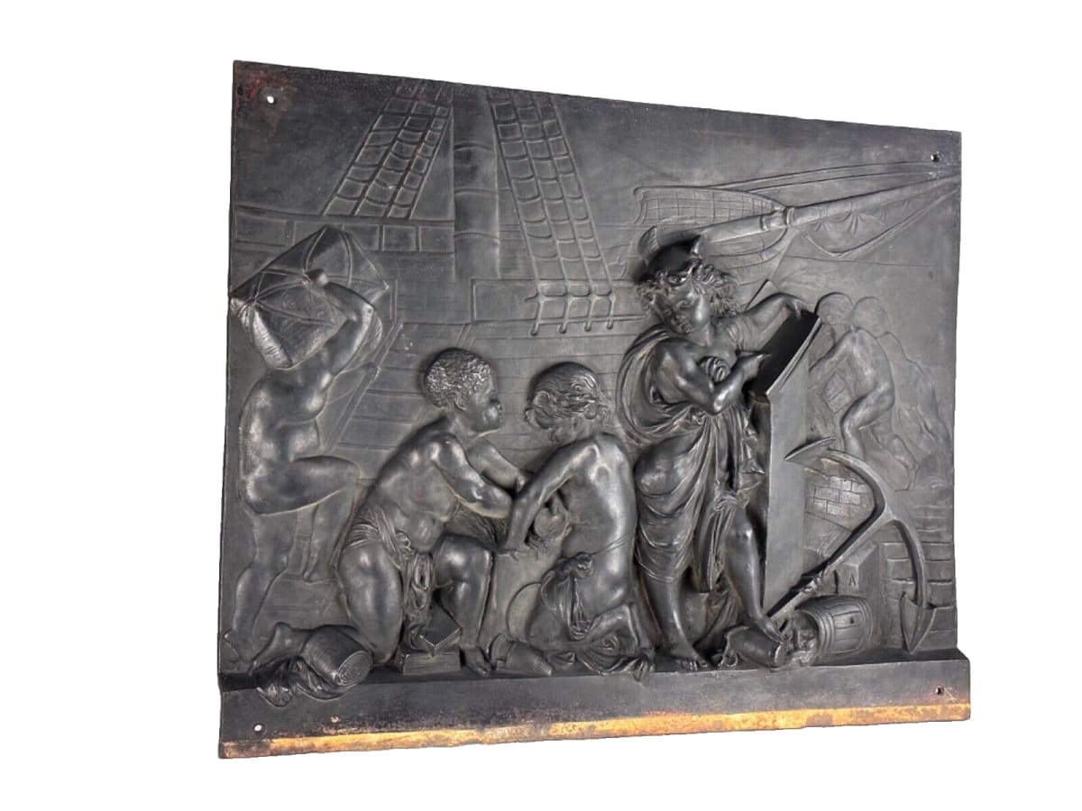 Carrier-Belleuse grand bas reliefs putti amour voyage marine XIXe décor rare - Image 1