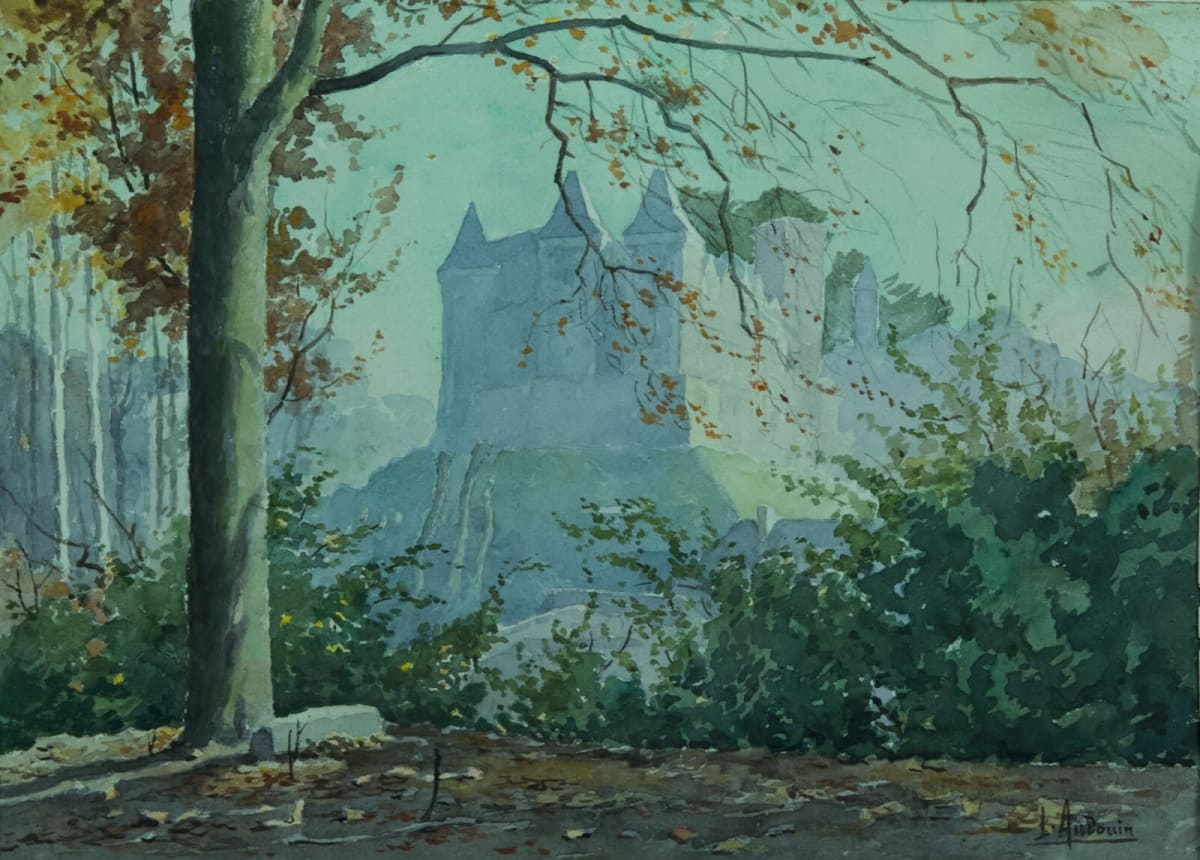 Beau tableau ancien vue de château Henri IV Pau Béarn Louis Audoin paysage 1930 - Image 1
