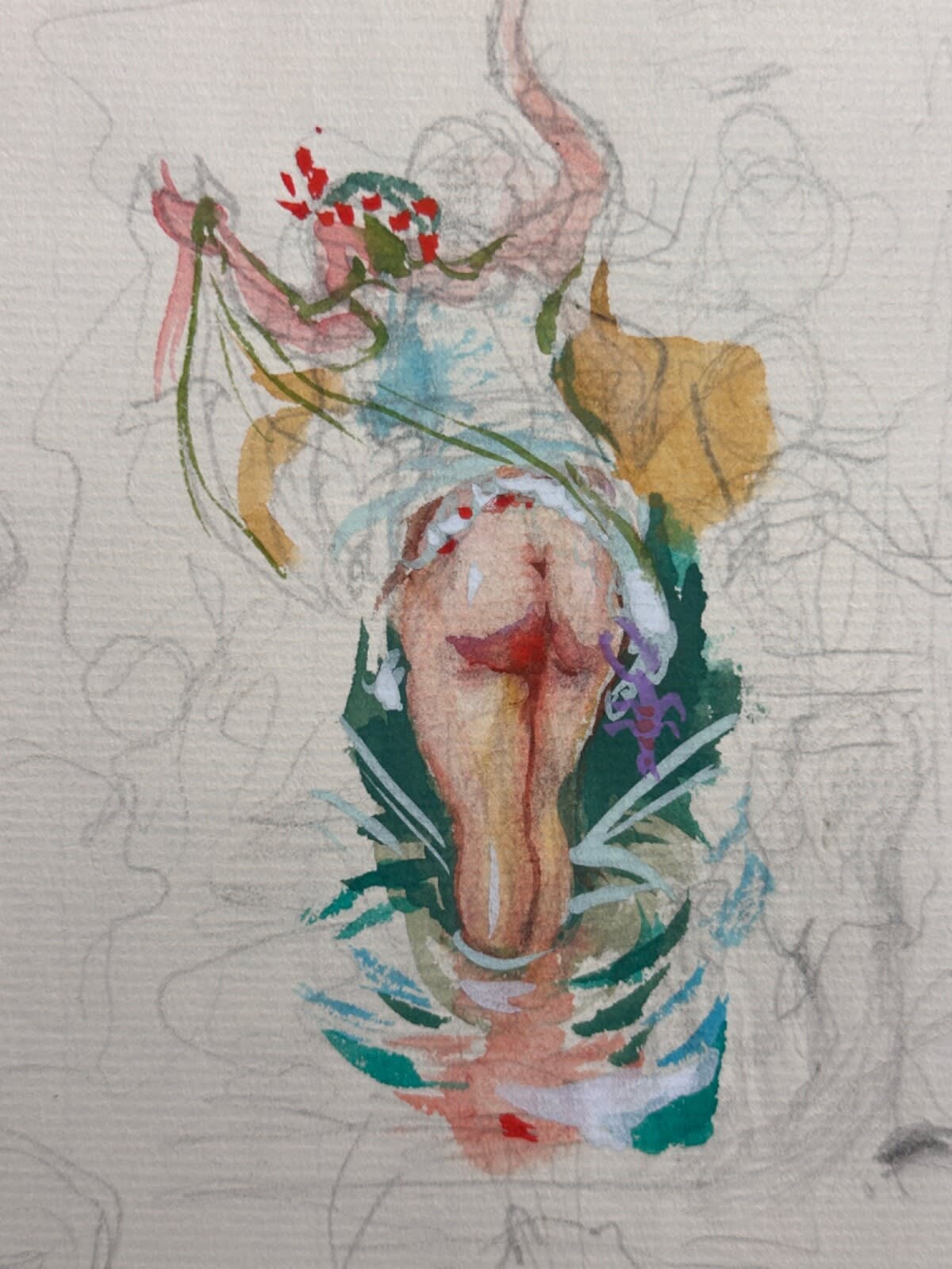 Dessin Jean Terles Curisosa portrait de femme dénudé de dos chat étude lune - Image 1