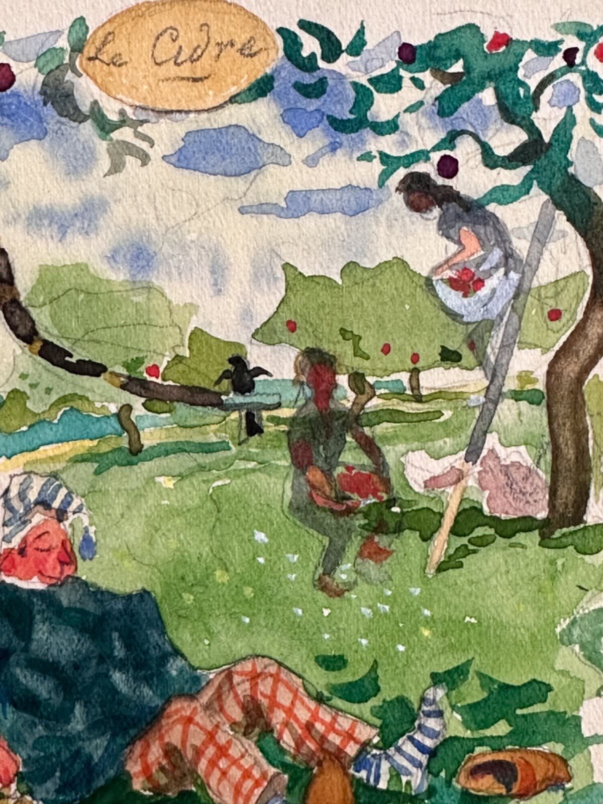 Dessin Jean Terles portrait homme breton champs pommier cidre Bretagne pub - Image 1